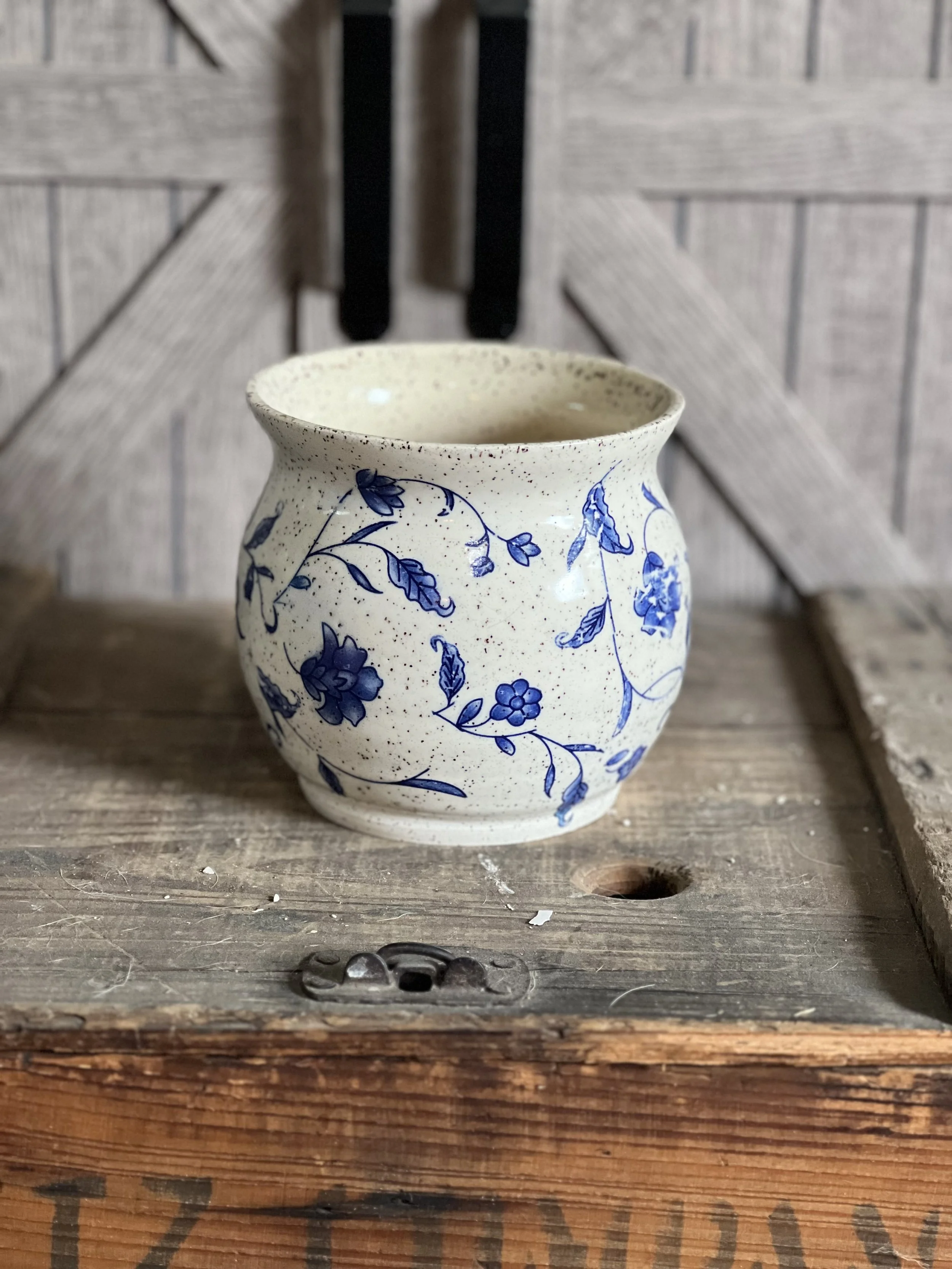 Cobalt Blossom Stoneware Vase