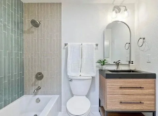 Accent Tile Shower with fun grout detail