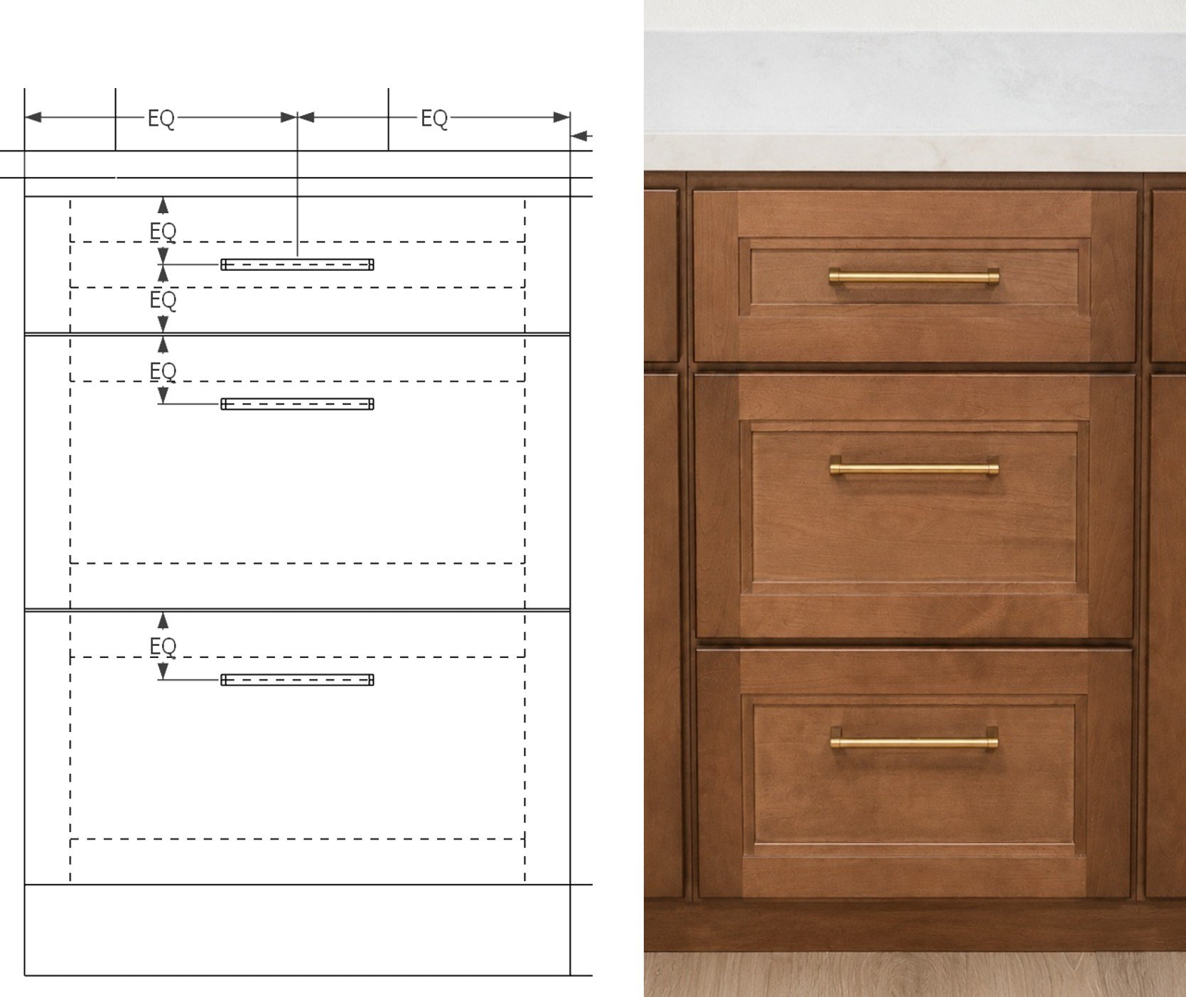 Bathroom design documentation and completed vanity detail