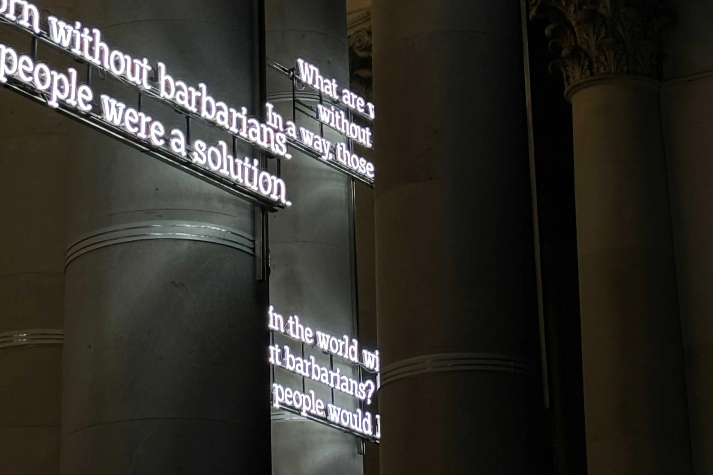 Add Apt Architects — Fitzwilliam Museum - Glenn Ligon: All Over The Place - Neons at night