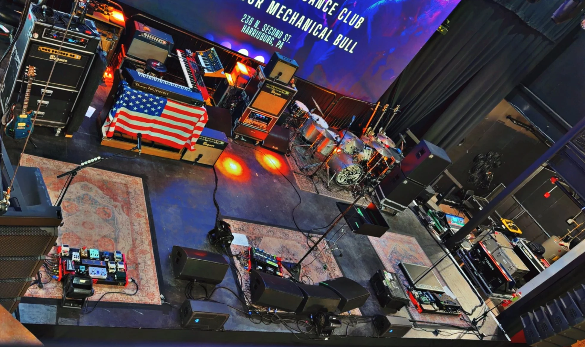 Overlooking Stage Full of Audio Equipment