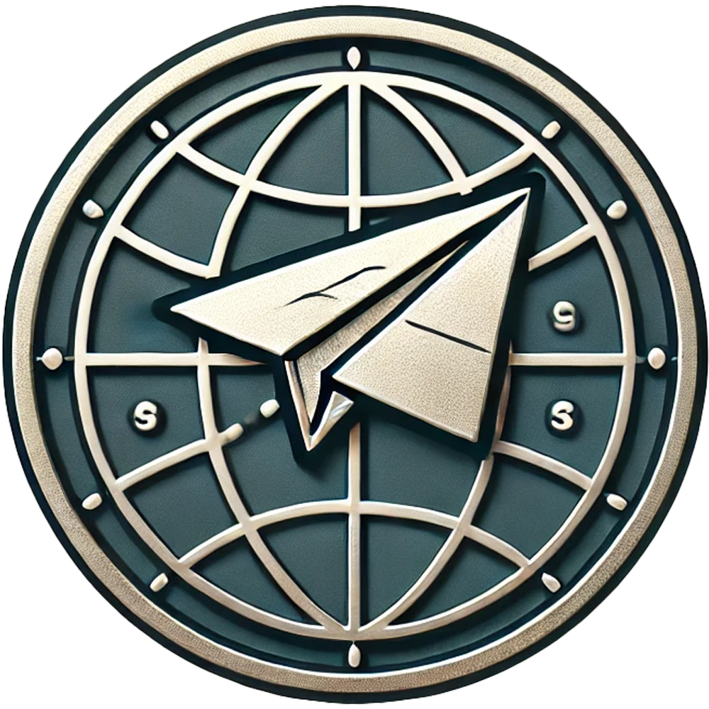 A round wall clock with a globe design in the background and three stylized airplane icons in the center, indicating travel or international time.