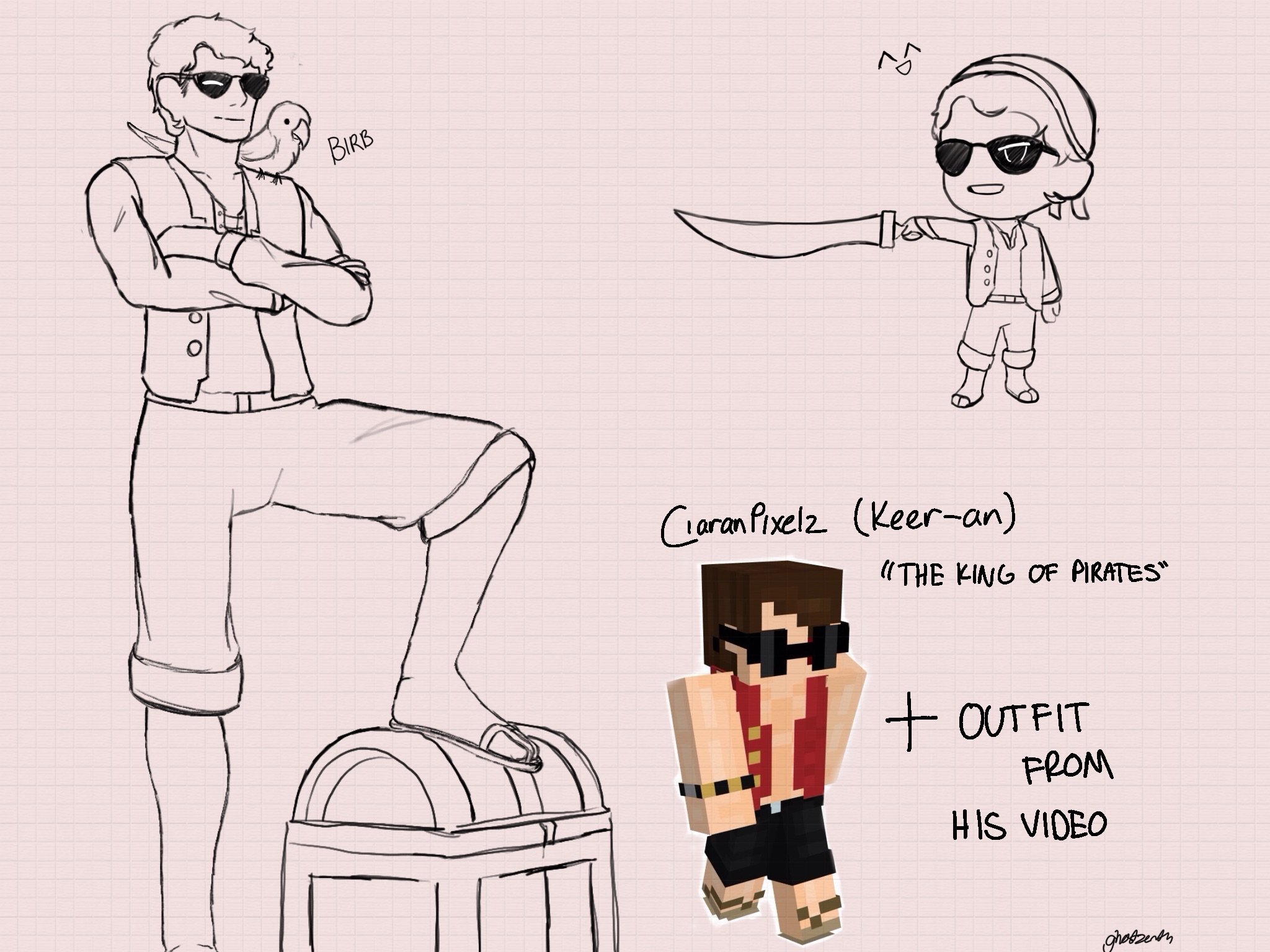 Sketch of the King of the Pirates drawn by ghost_zenith on 24th July 2025