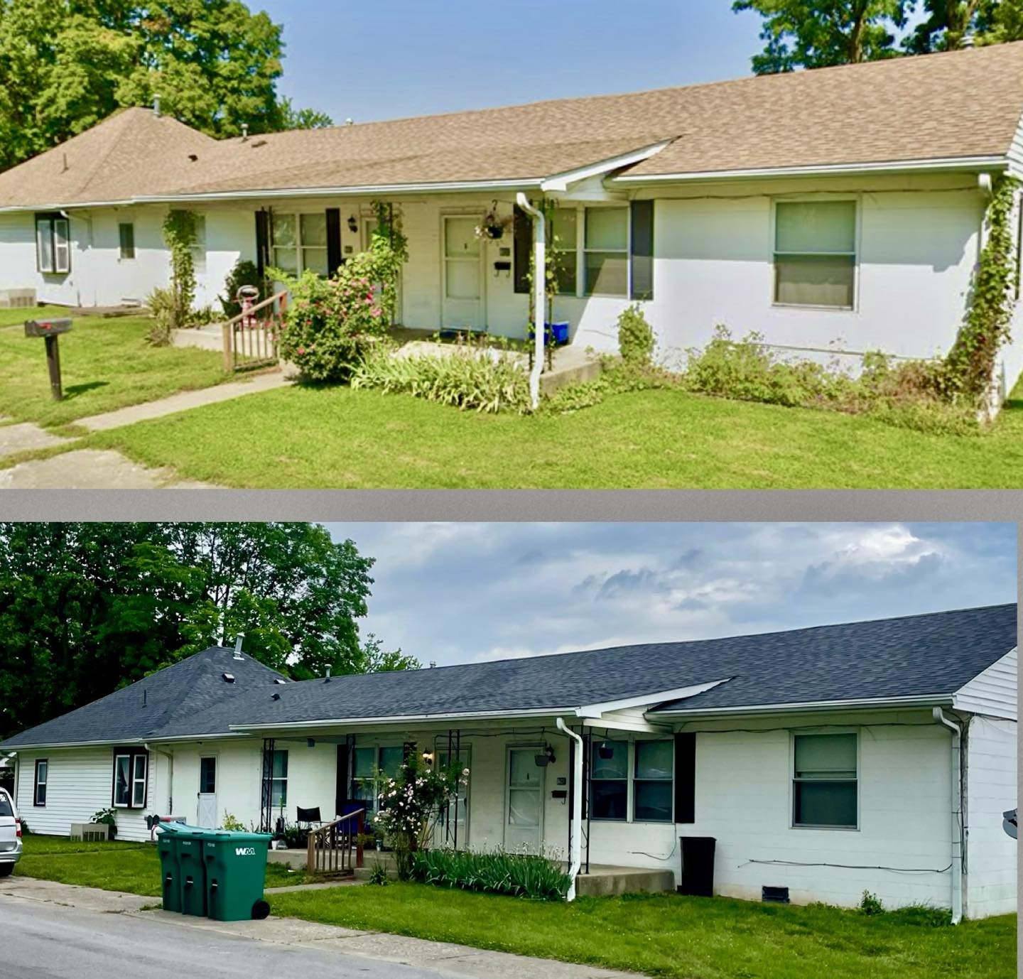 Today&rsquo;s before and after of a complete roof replacement.

 #NewRoof #PayLessWithWes