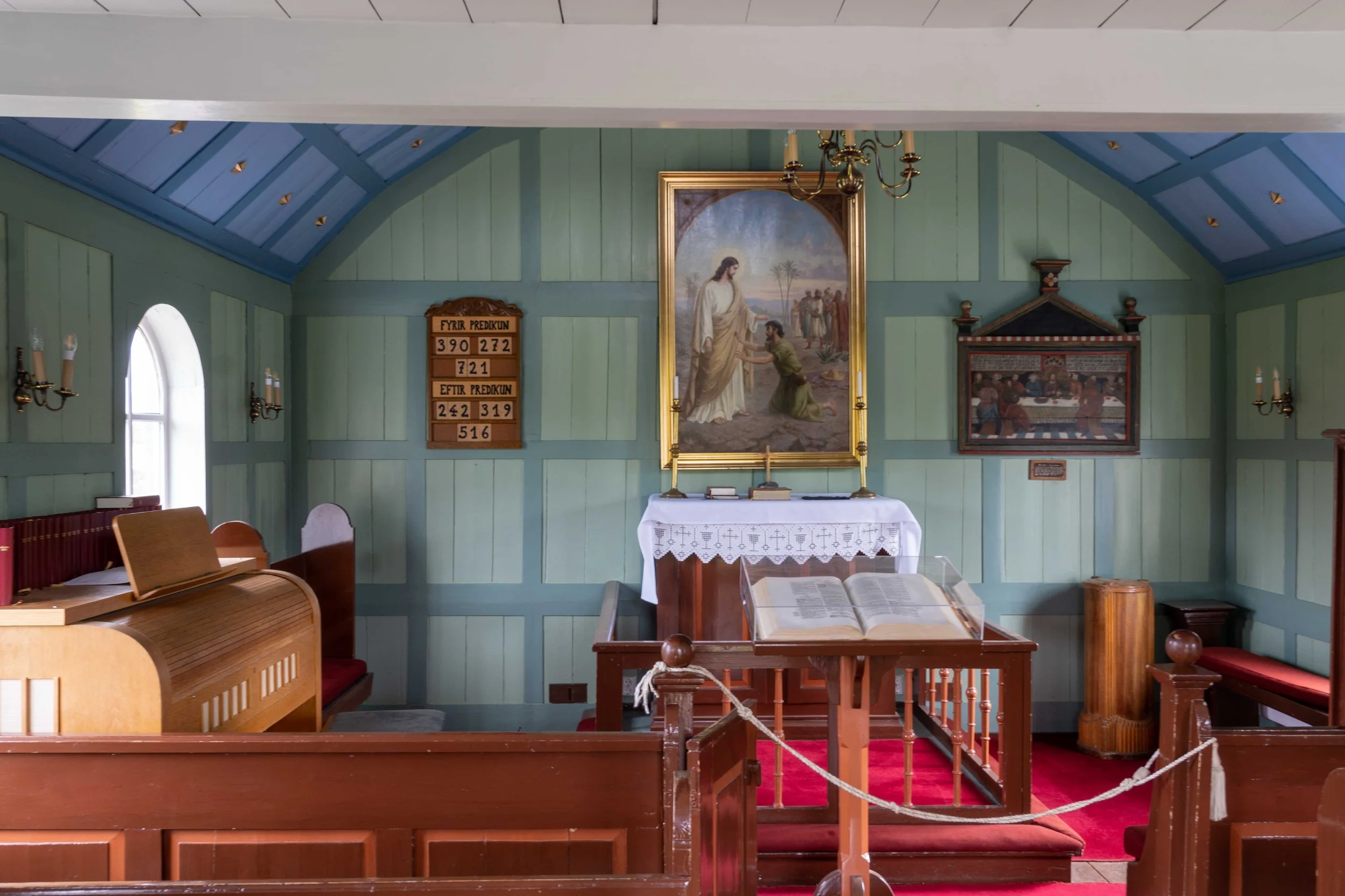 Views from inside Þingvallakirkja, the historic church