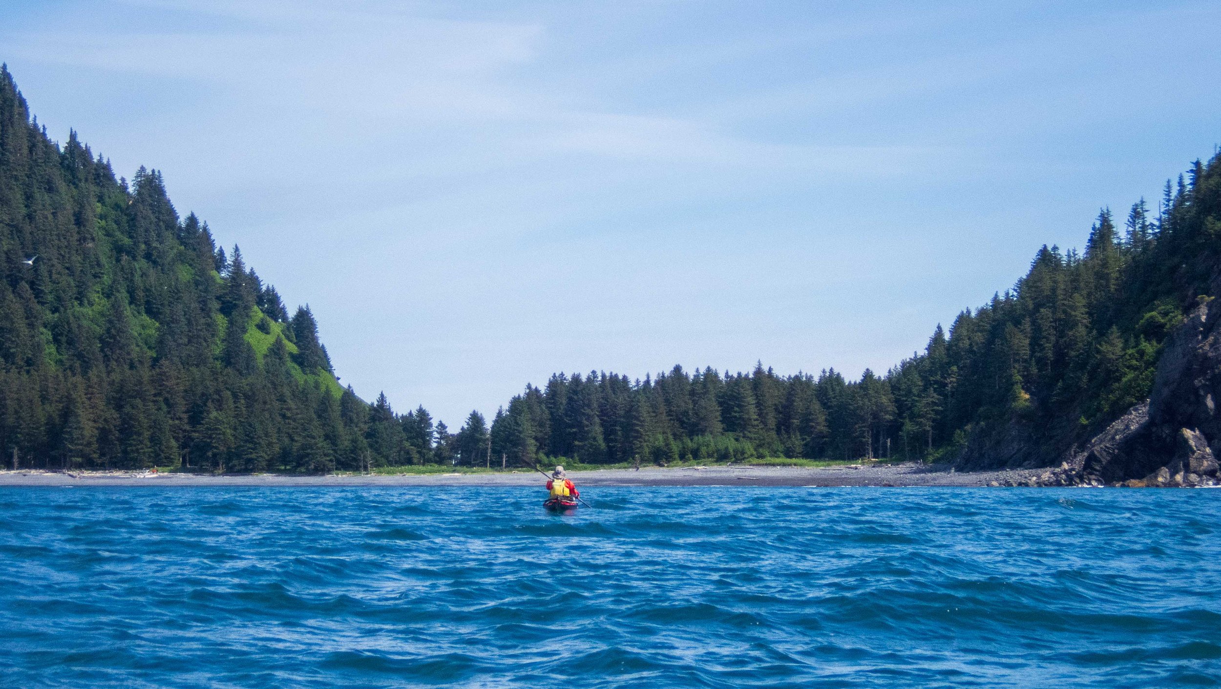 Paddling in to Ranger Beach
