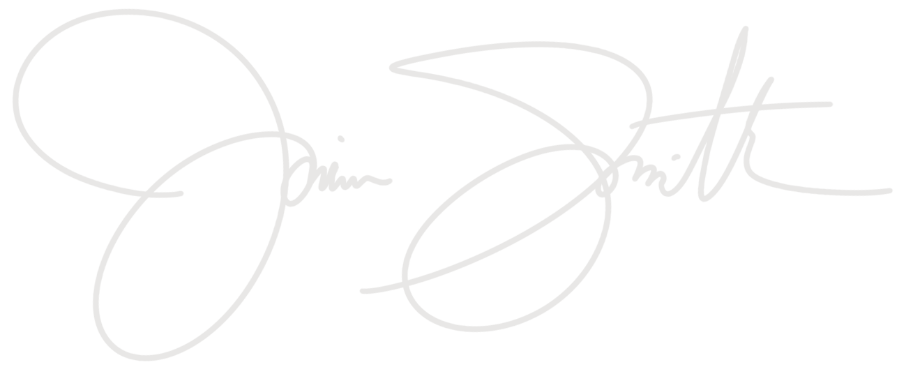 White cursive text saying 'Joline Smith' on a black background.