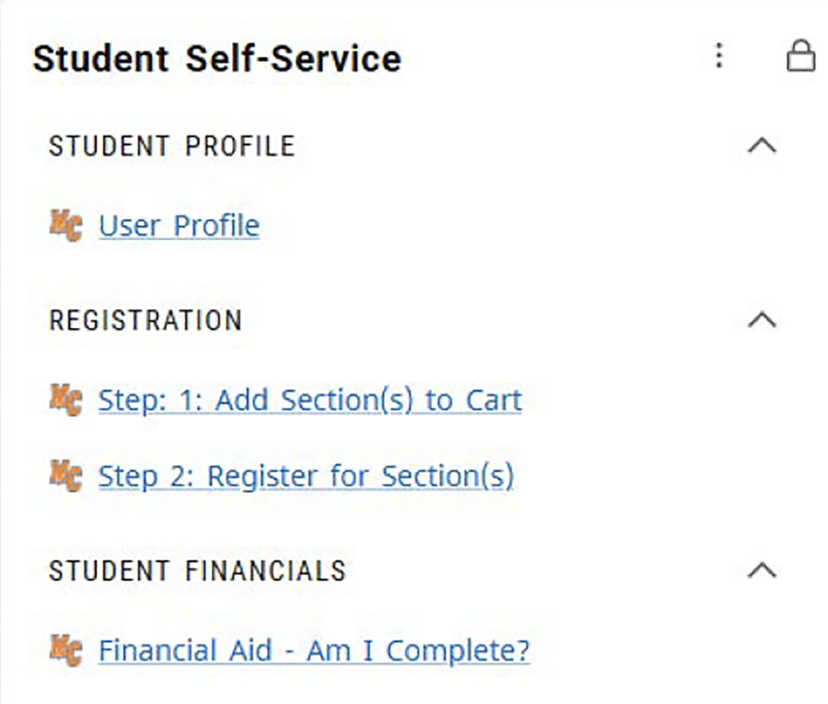 Dashboard with Student Self-Service card highlighted