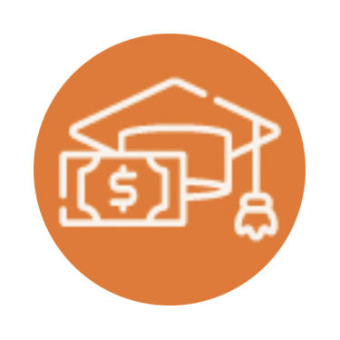Graduation cap, dollar bills, and a tassel, symbolizing education financing