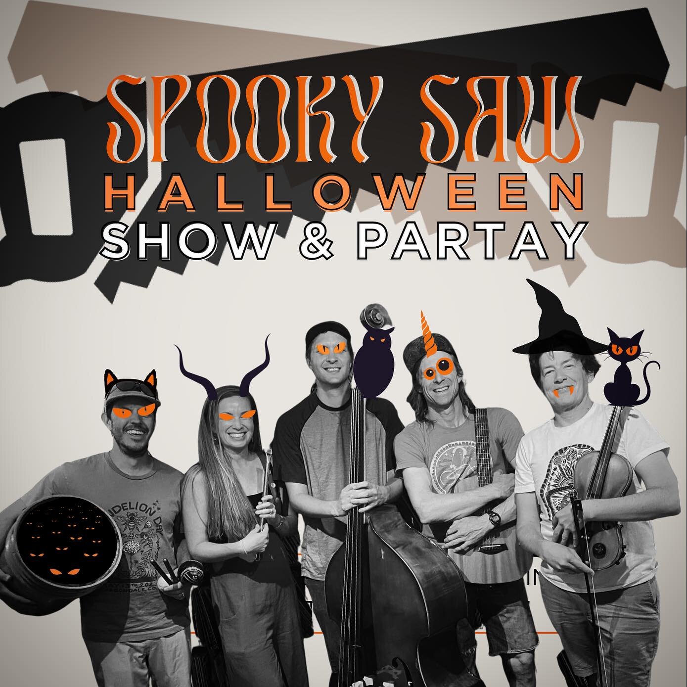 👻Ghosts, 🧟&zwj;♂️ Goblins &lsquo;n Ghouls 👹git yerselves ready &lsquo;cause we are throwing y&rsquo;all a Hallows Eve Bash with our new friends at @mountainheartbrewing 🍻! Join us for our Spooooky 🪚 Saw 🪚 Show on Friday, Oct. 27 from 6:30-9pm! 