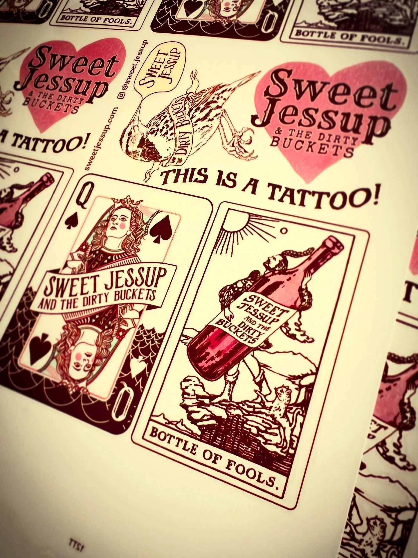 Wanna get matching tattoos? Kidding&hellip; but actually not kidding because we actually love our new album art so much for Bottle of Fools that we turned them into temporary tatts! Our cds also came in (Do people still play those? We hope so!), and 