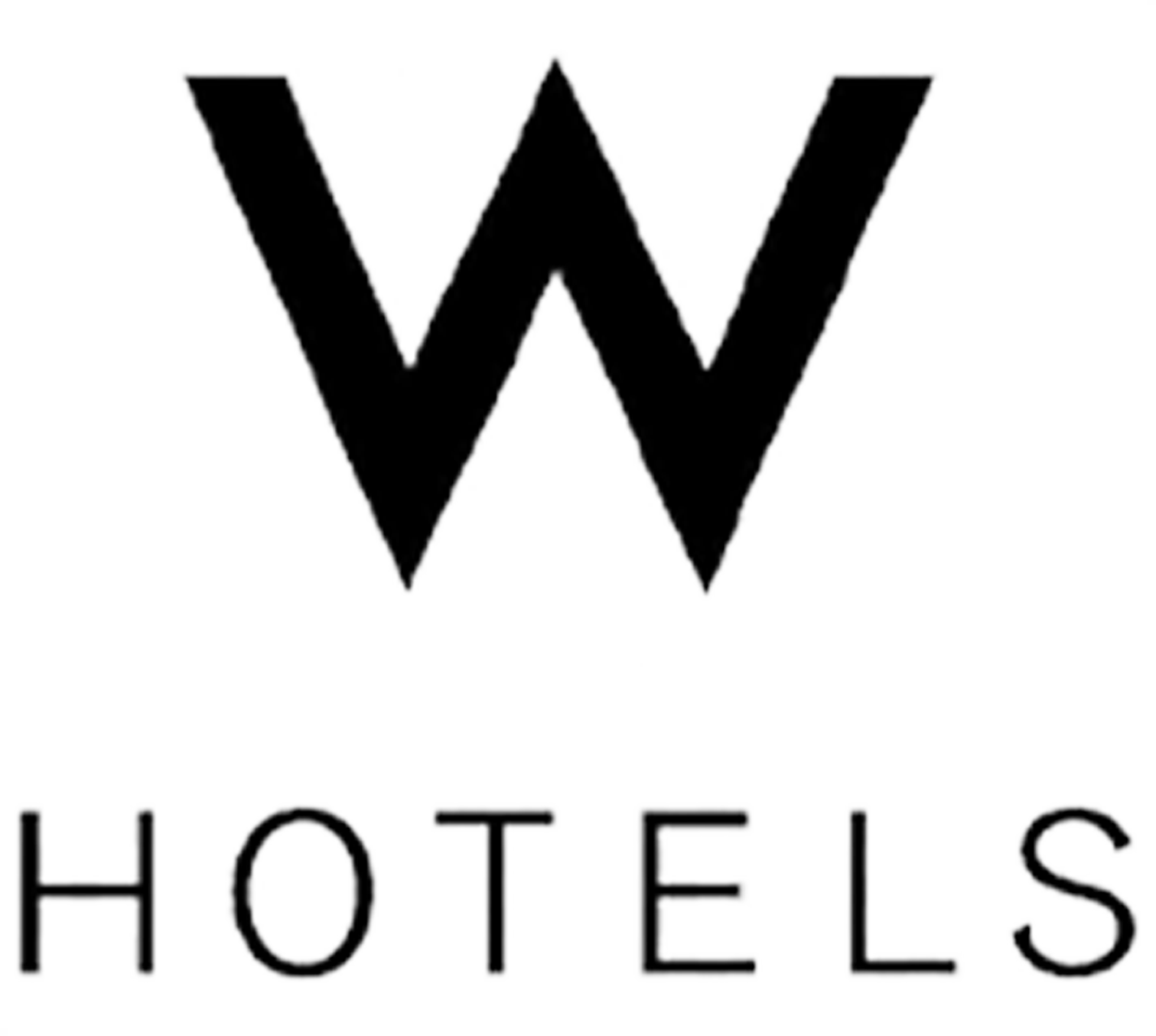 Logo with a large black letter W above the words 'HOTELS' in black font.