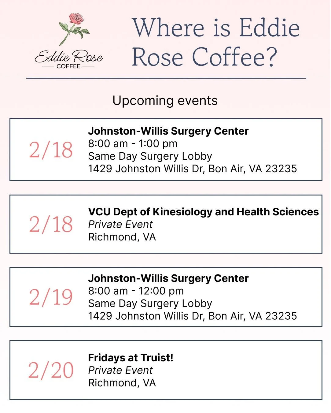 I am so excited to start coming to @truist to help make Fridays a little sweeter, in addition to all the other lovely catering, markets and Johnston Willis. Come find us and lets be present together 🩷✨🌹☕️ #eddierosecoffee #mobilecoffee #coffeecater