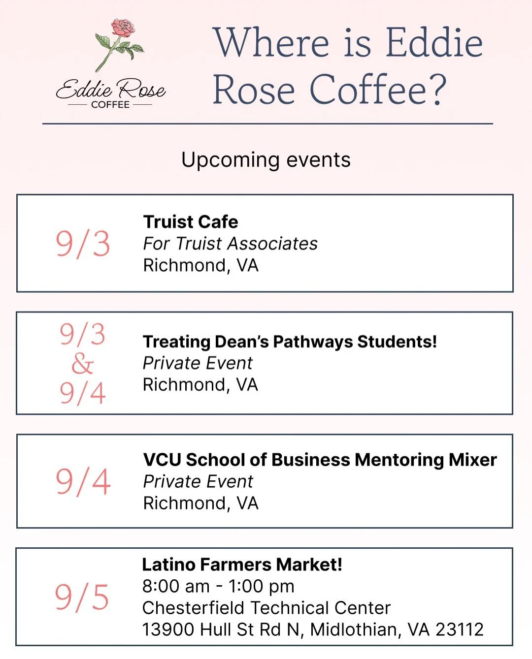Can&rsquo;t wait to see everyone over the next couple of weeks! And yes, we&rsquo;ve heard the demands&hellip;. 🎃🎃🎃🥰🌹☕️🥤 #eddierosecoffee #mobilecoffee #rva #smallbusiness #psl