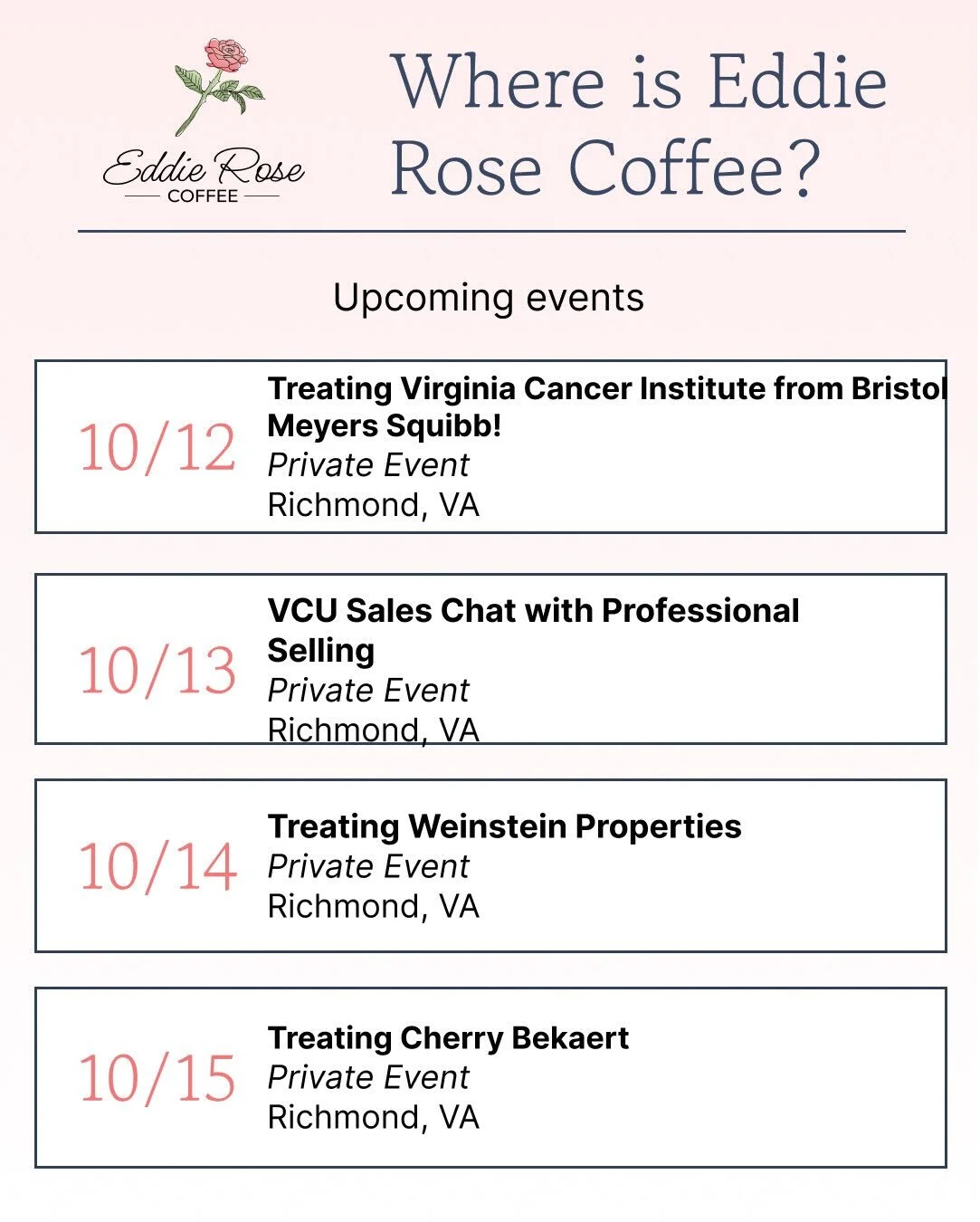 Almost every day, we get to connect with our fellows and spread a little love and joy. Thank you for booking us and we can&rsquo;t wait to see you all! 🍁✨🌹🥤☕️ #eddierosecoffee #mobilecoffee #rva #smallbusiness #richmondtattooconvention