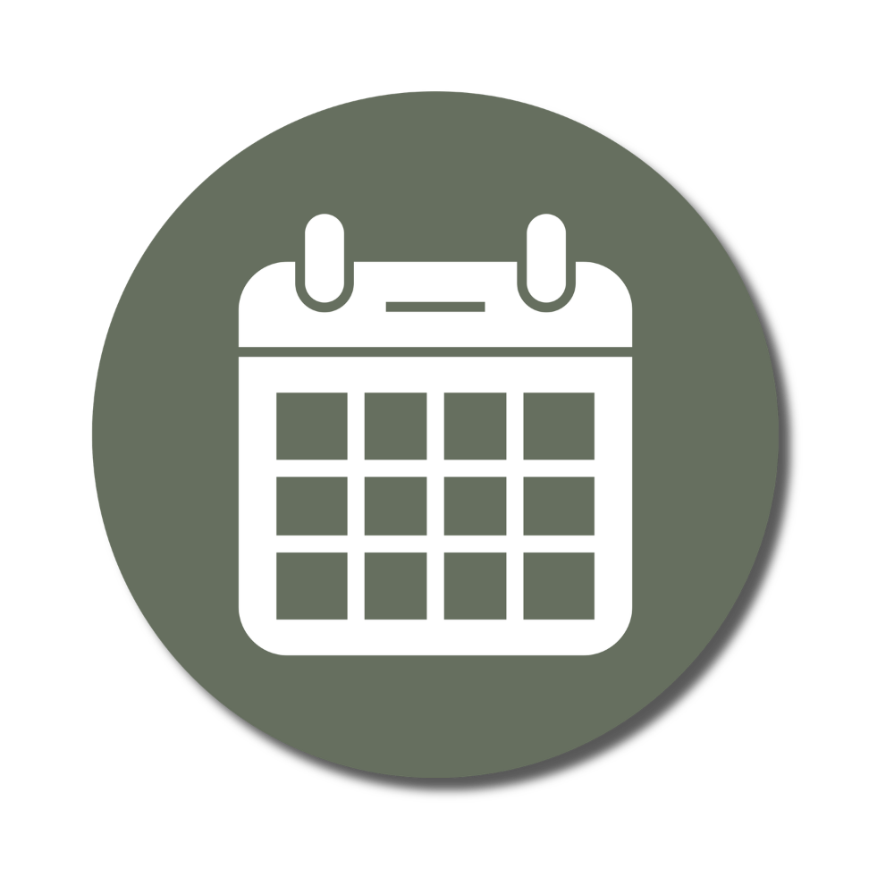 Icon of a calendar within a circle.