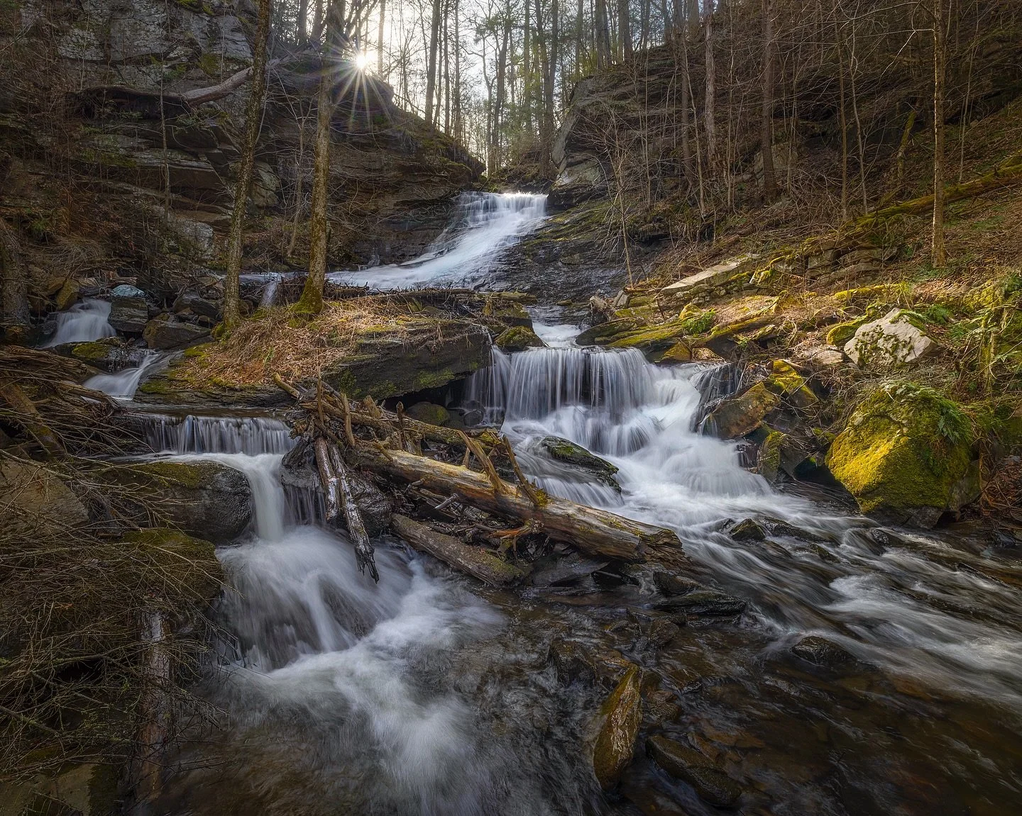 In Canaan, CT, Dean&rsquo;s Ravine has a stunning and tumbling waterfall that winds its way through downed limbs which gravity and weather have sent into the ravine. It is often overlooked because it&rsquo;s very big brother Great Falls is just up th