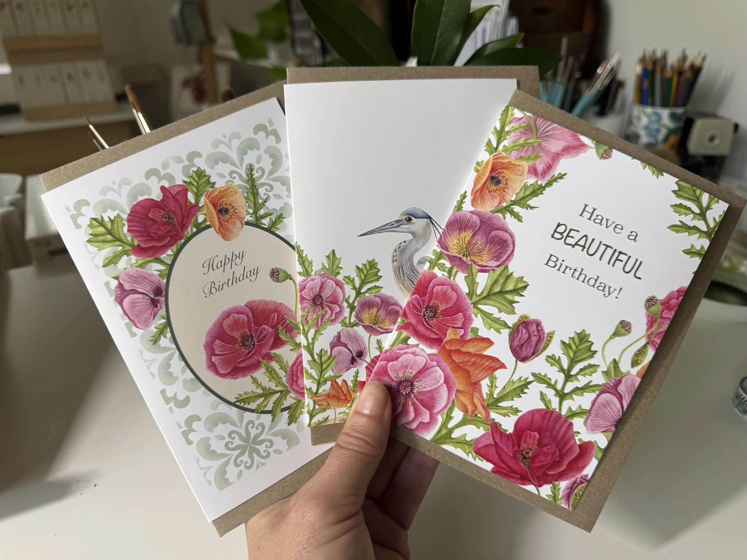 Heron &amp; Poppies Set