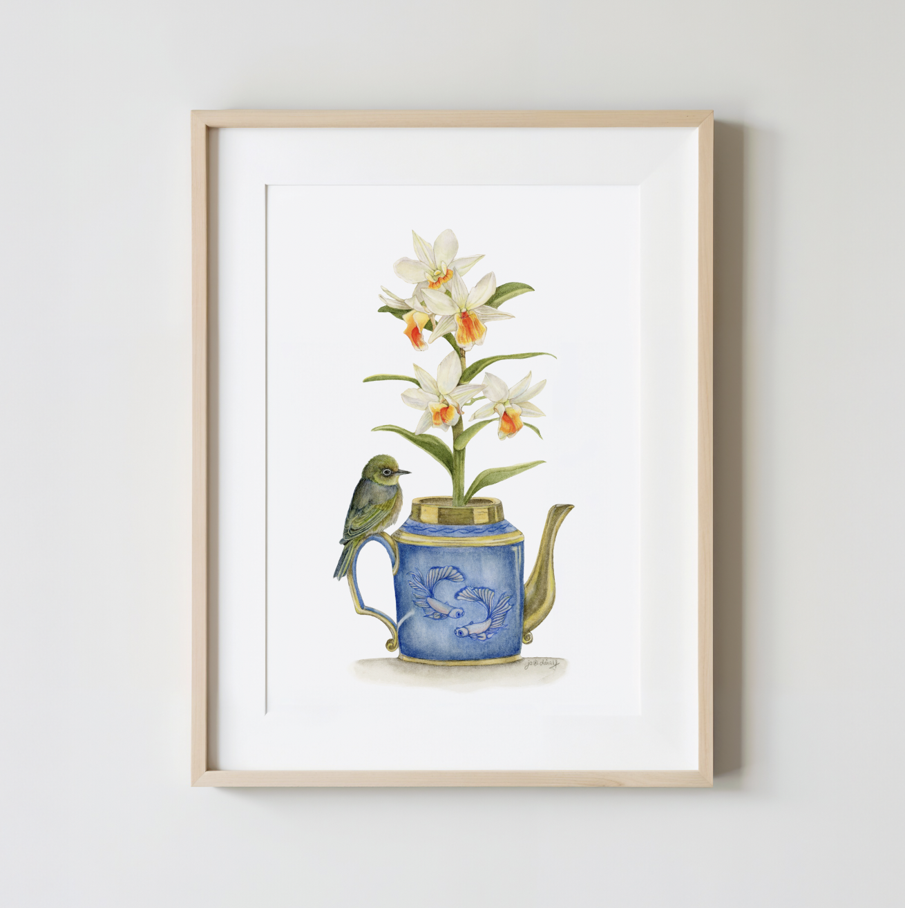 Orchids & Silver-eye Bagged Print