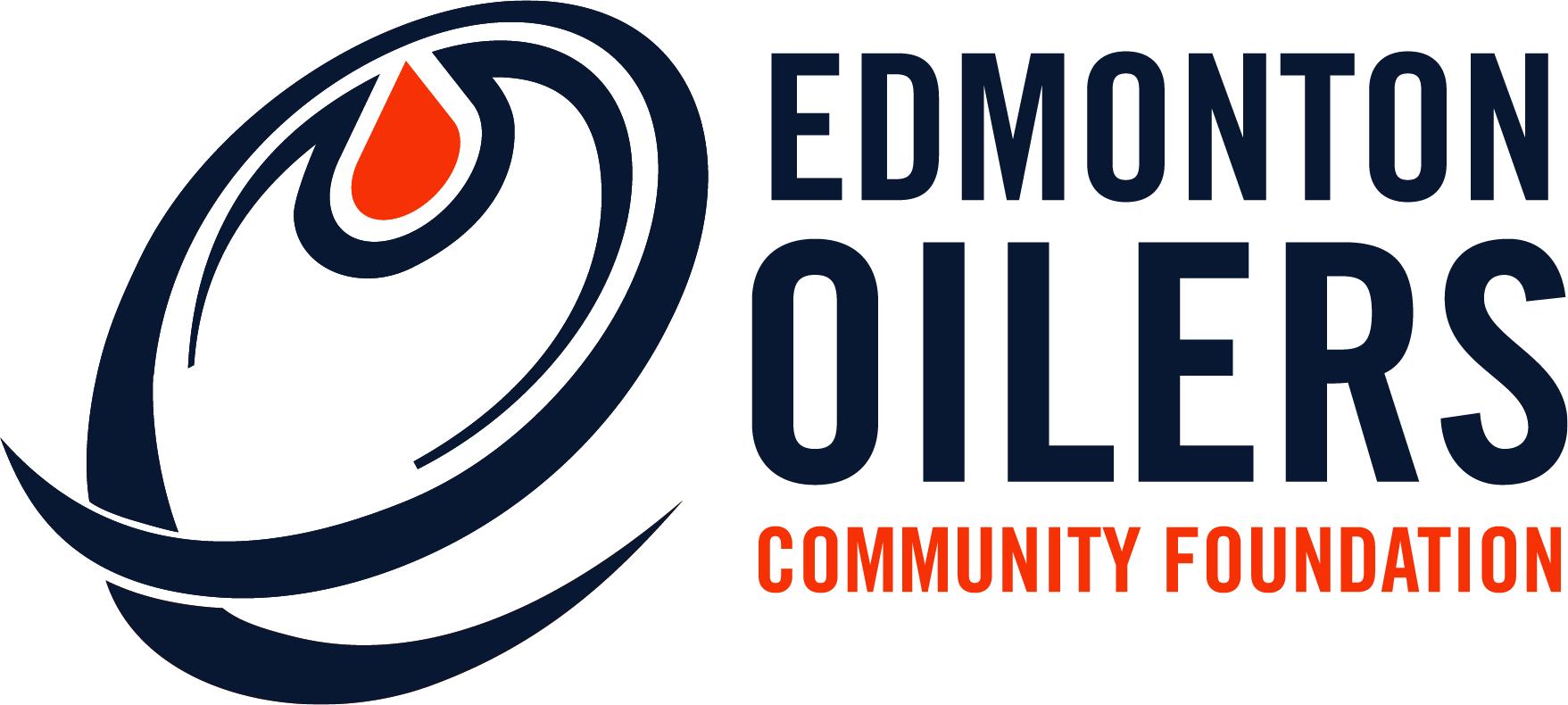 Edmonton Oilers Community Foundation logo in Oilers blue and orange.