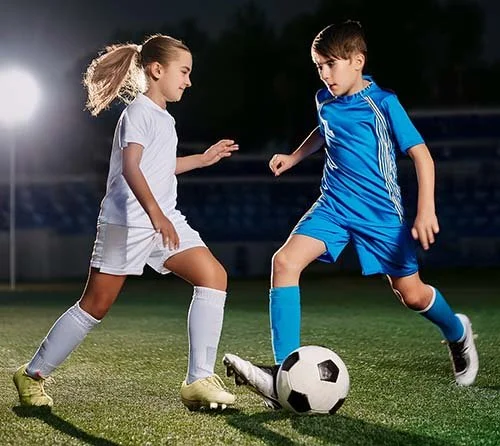 soccer kids vying for ball