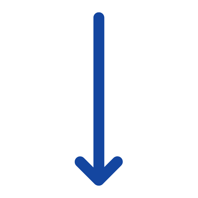 Blue down arrow sign.