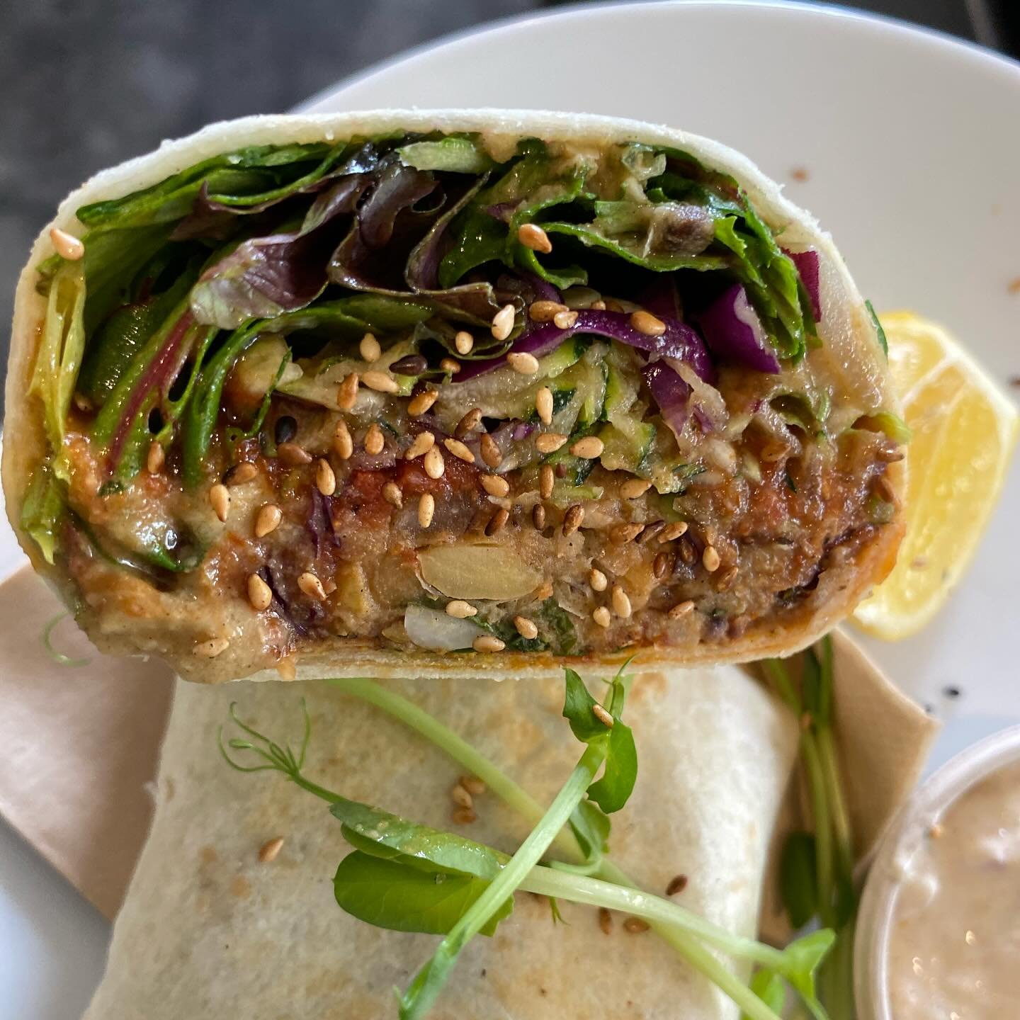 Rounding out the week with our:
🦅Falafel wraps that are flying out the door, housemade falafel (vegan, GF) with a chilli salsa, raw slaw, lettuce, side of tzatziki 
🦅Sausage rolls that make everyone smile 
🦅GF, DF lemon blueberry muffins with the 