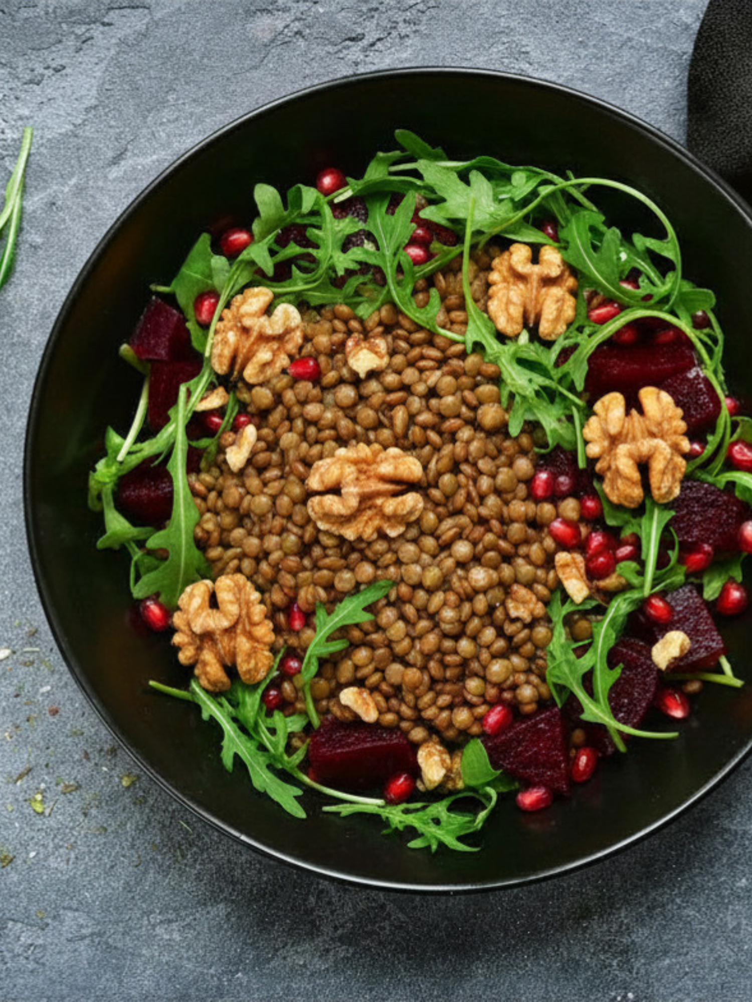 Warm roasted beetroot & lentil salad (gf, vegan)