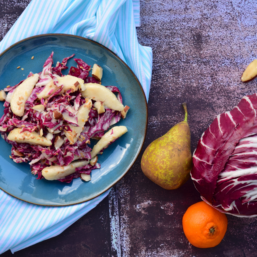 Roasted pear & radicchio salad (gf, vegan)