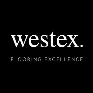 WesteX Flooring Excellence logo in white on a black background.