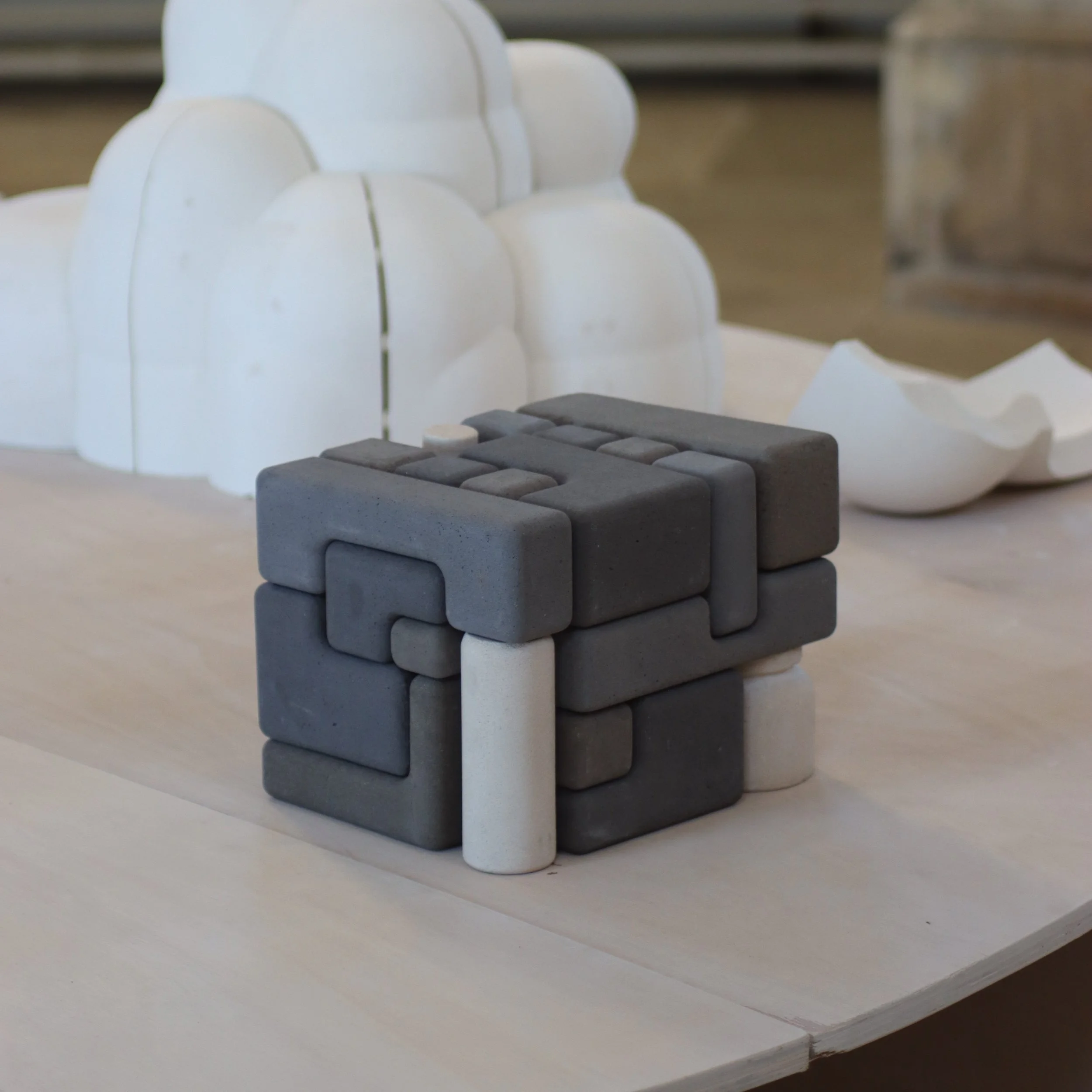 Fasten, 2025, 20 jesmonite pieces, 22 × 20,3 × 28 cm