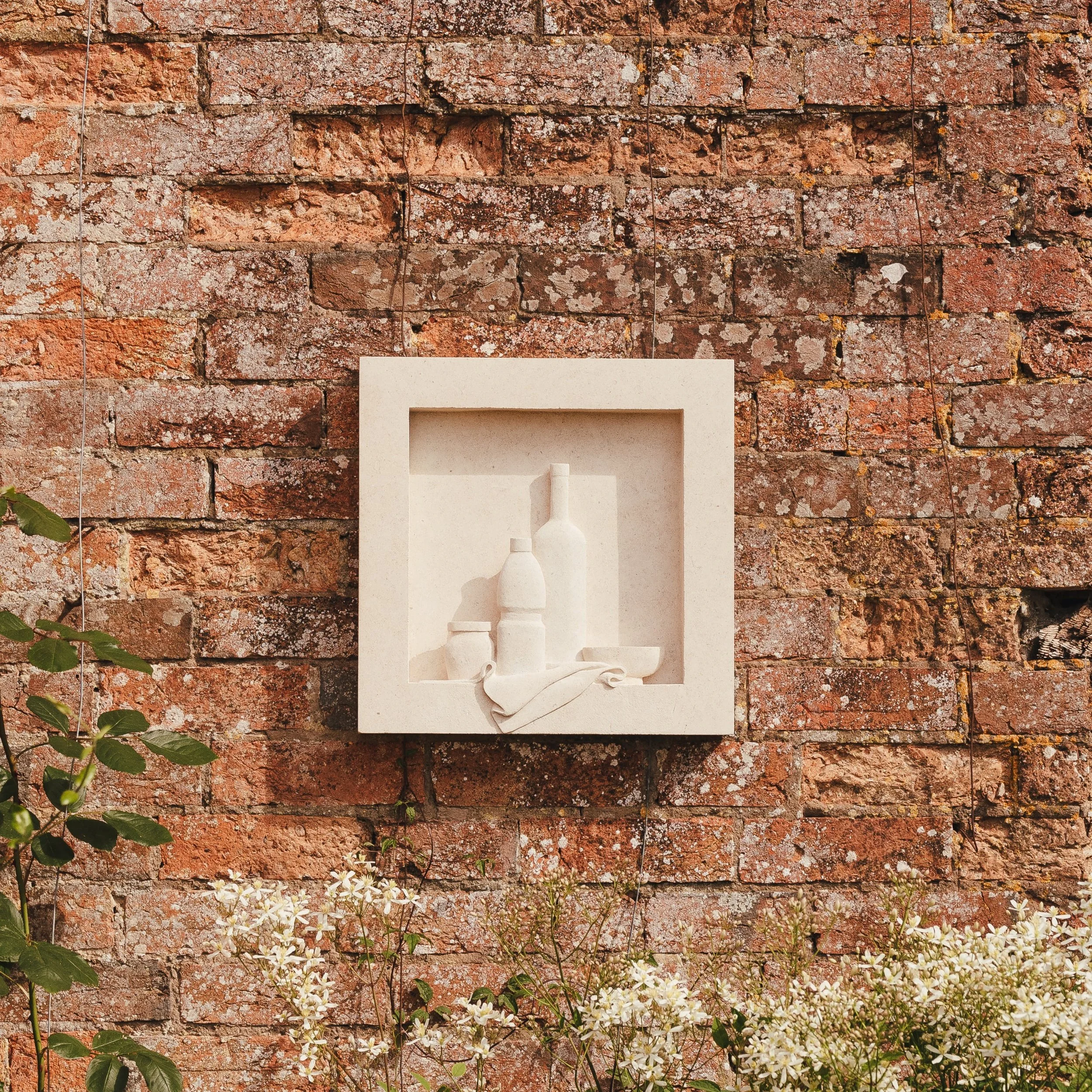 Still life, 2024, Lavoux limestone, 40 x 40 x 5 cm.