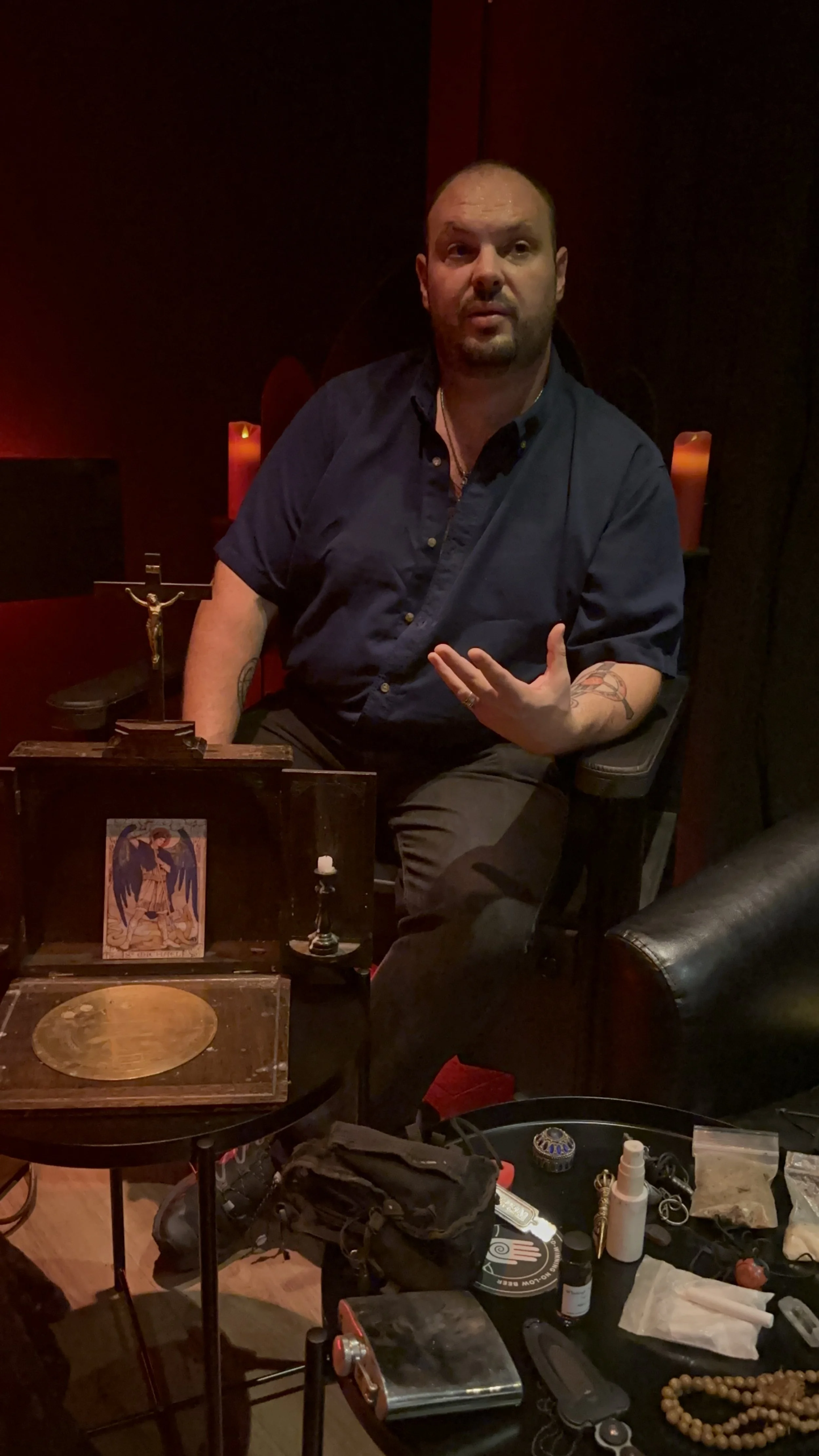 Giving his lecture 'An Exorcist's Go-Bag'