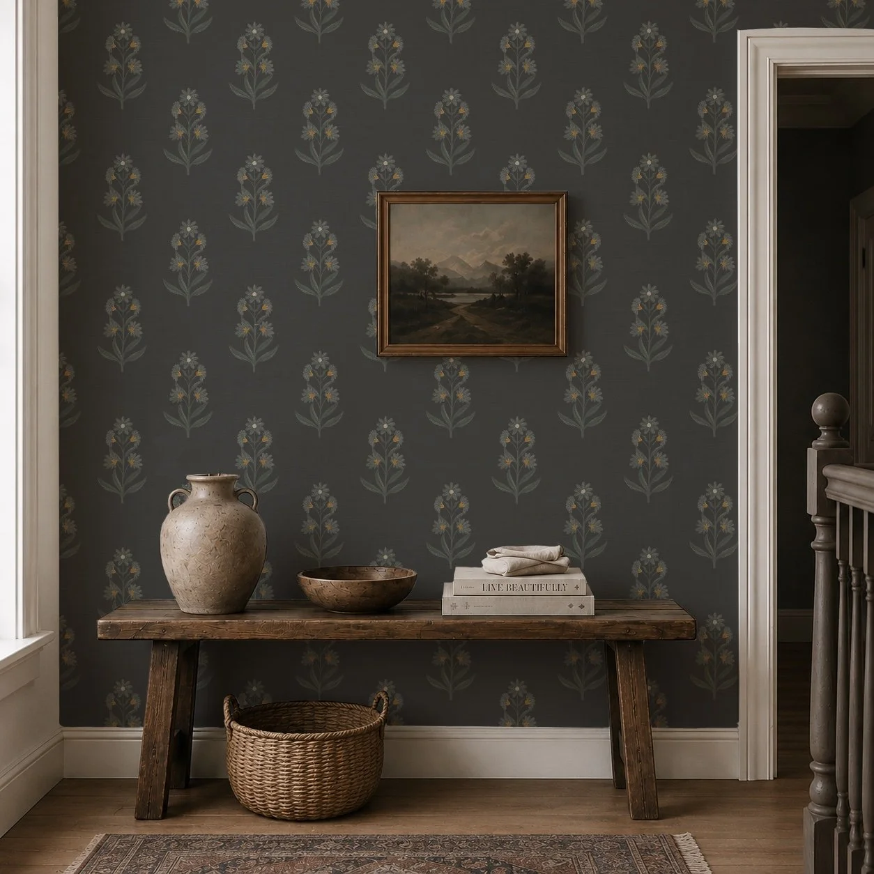 Moody Folk Floral Wallpaper 