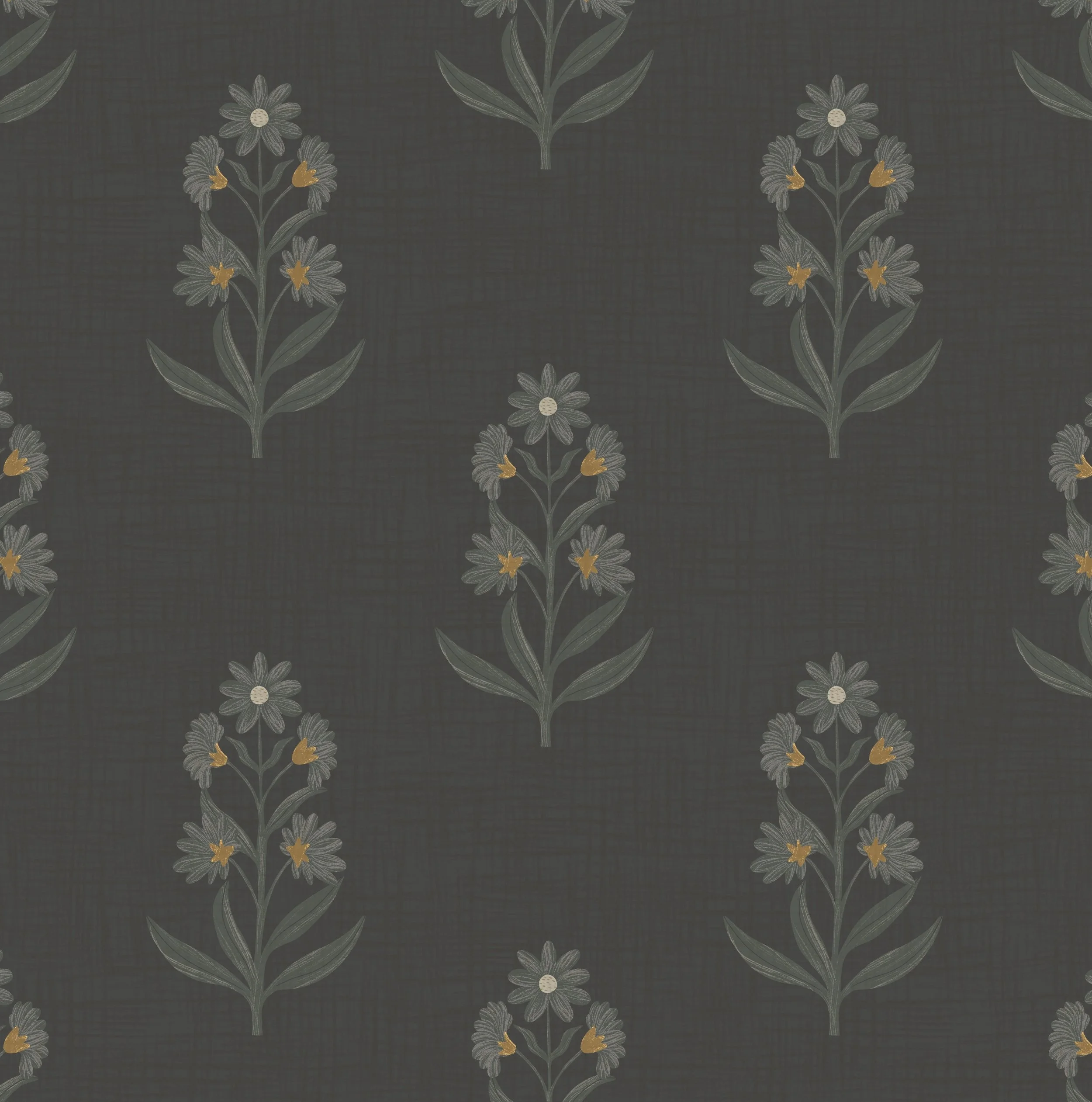 Charcoal folk floral