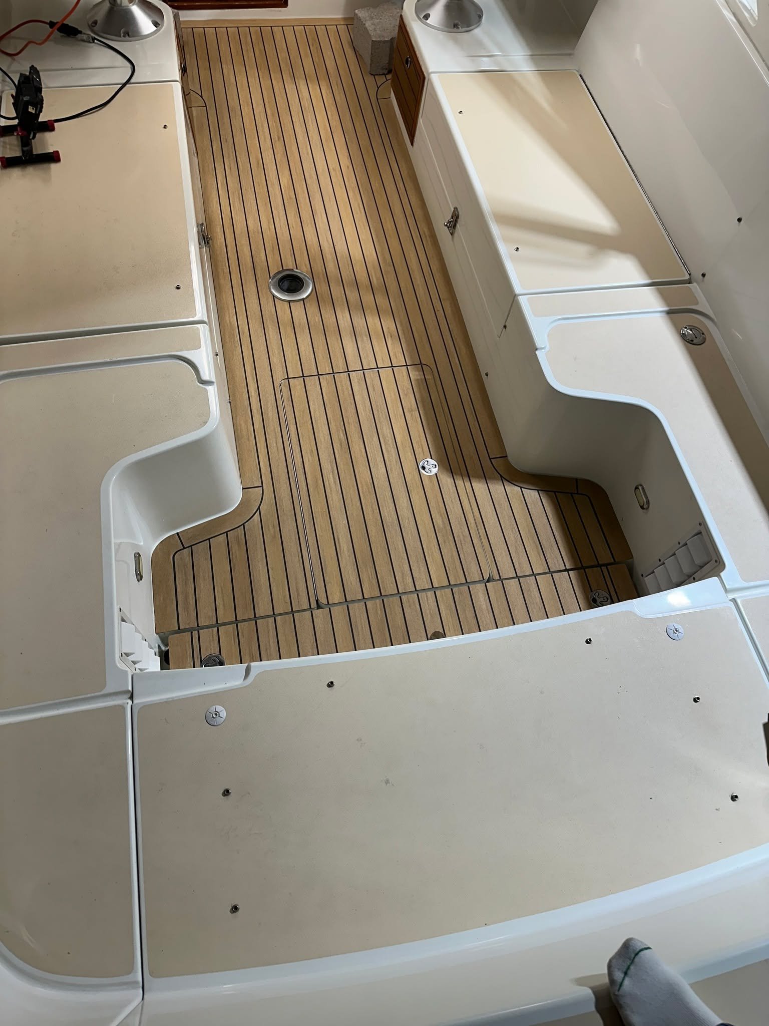 Just installed new synthetic PERMATEEK decking for a MJM 29Z, and it looks absolutely stunning! The durable and low-maintenance material is perfect for withstanding harsh marine conditions, and the sleek design complements the boat's sleek lines perf
