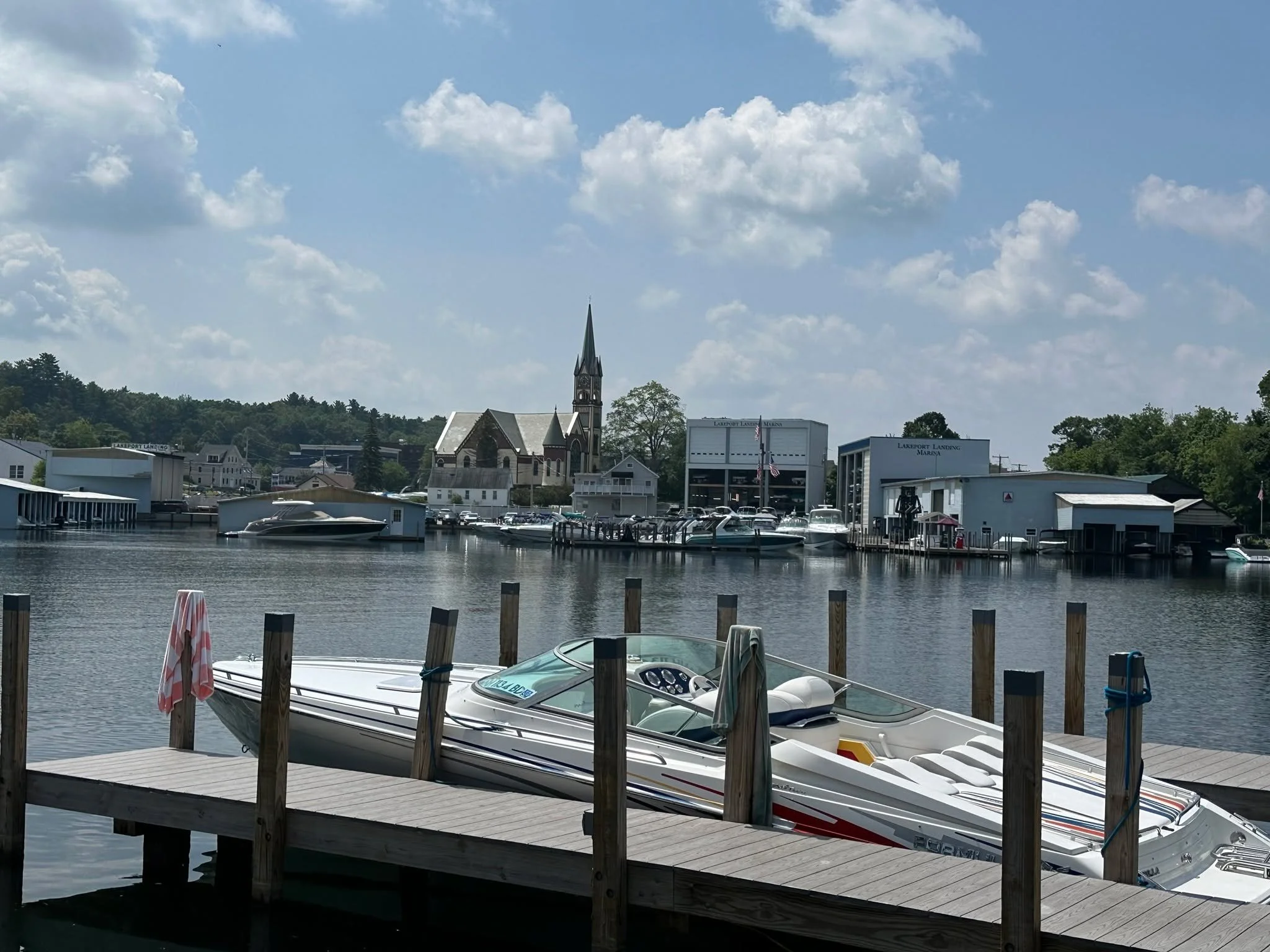 Measuring up a Cobalt R7 at Paugus Bay Marina in Laconia, NH. Beautiful spot! Reach out if you're in the region and considering an upgrade 🚣&zwj;♂️We'll be back up next week for the install!! #cobaltboats #paugusbay #lakewinnipesaukee #marinemat