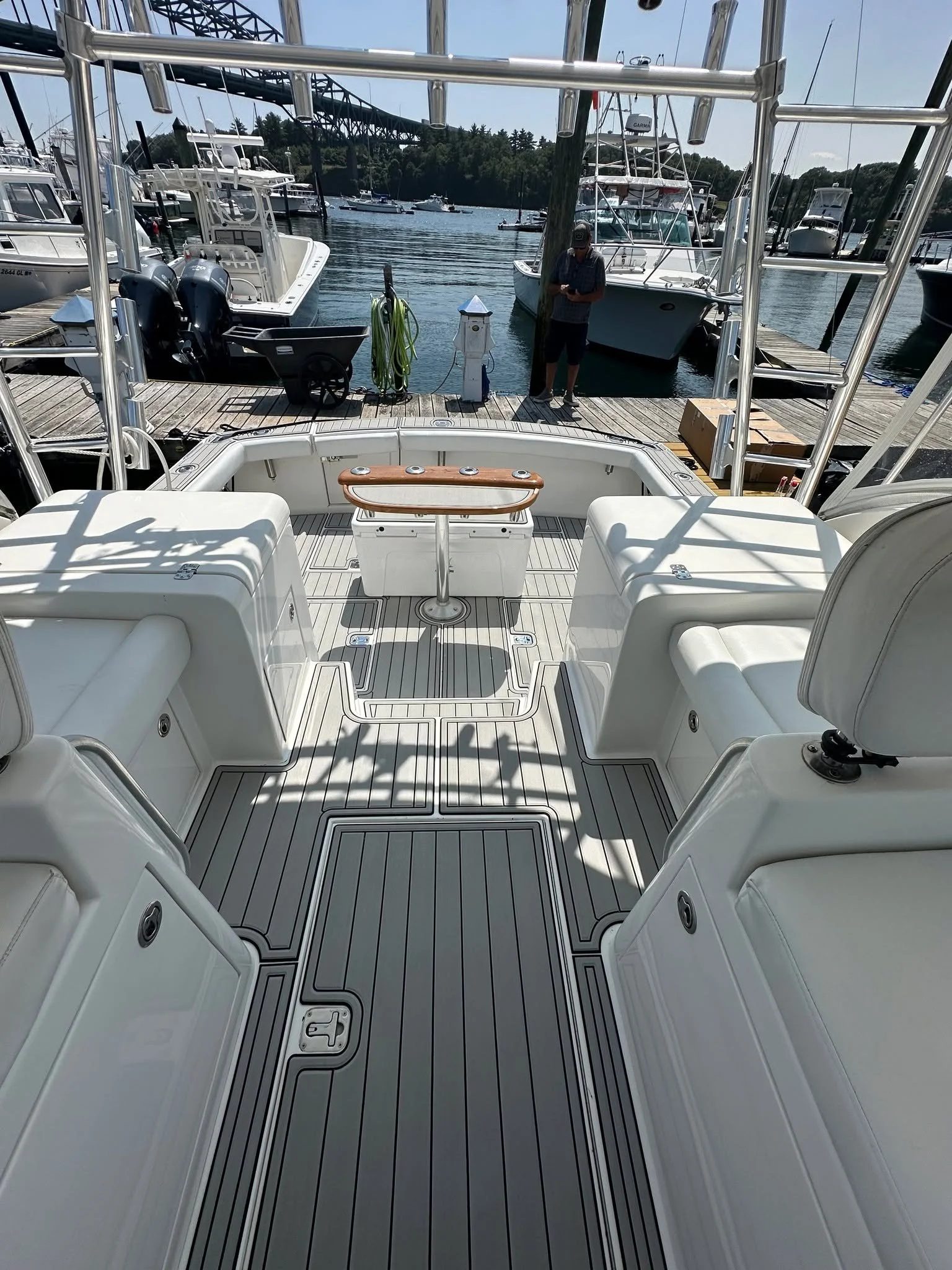 GAME ON, it's officially Tuna Time!!!!! Bloody up that new deck!!!! #marinemat #greatcoveboatclub #topazboats