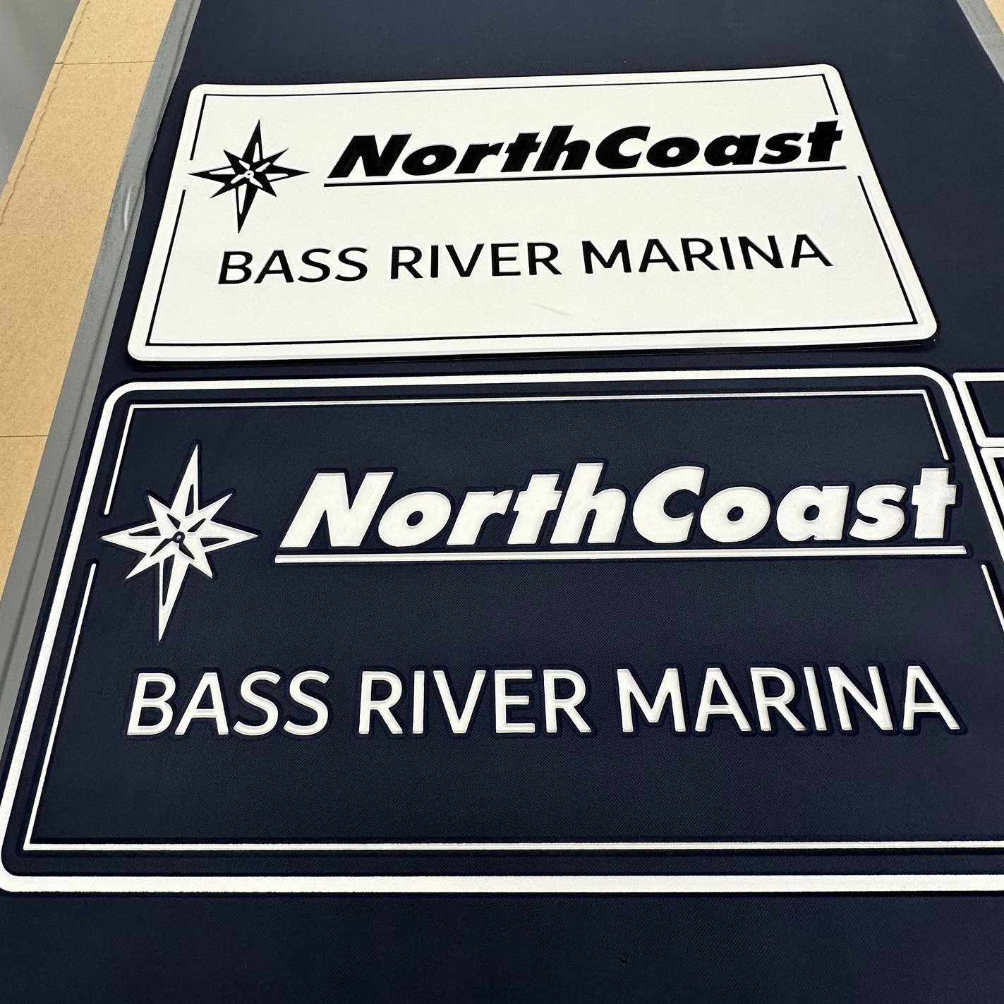 Boat Show Week! Although we won't be exhibiting this year, we're proud to have designed custom mats for Bass River Marina's impressive display featuring Blackfin, Parker, Monteray, and NorthCoast boats. Be sure to visit Bass River Marina's showcase a