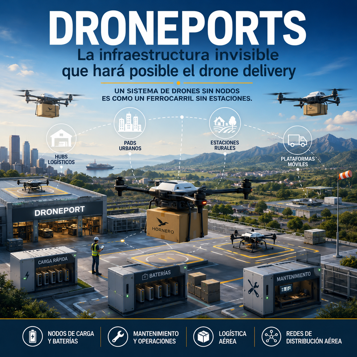 Droneports: la infraestructura invisible que hará posible el drone delivery