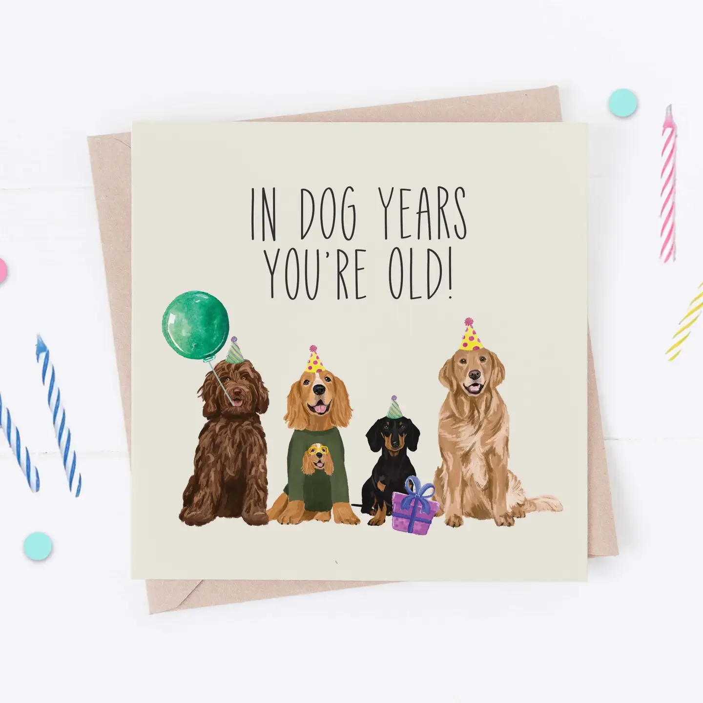 “In Dog Years You’re Old!” Dog Birthday Card – By Richarts Designs