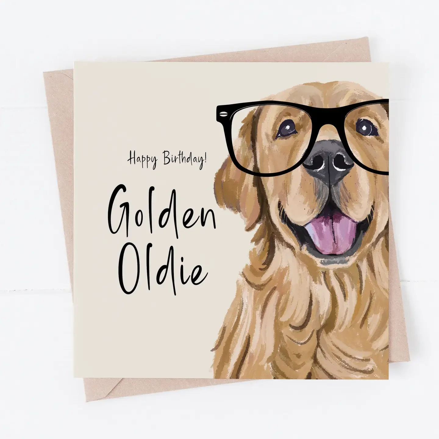 “Golden Oldie” Golden Retriever Birthday Card – By Richarts Designs