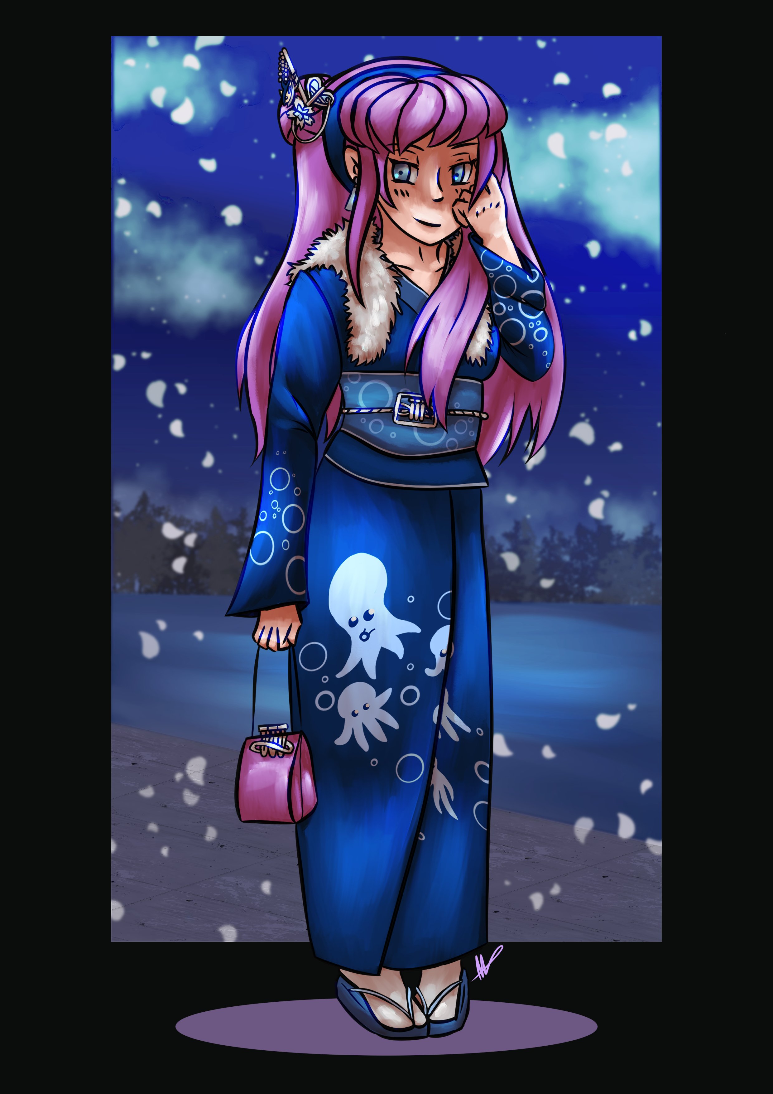 (2024) A redraw of an illustration I did back in 2015 of Vocaloid Magurine Luka. Luka belongs to Crypton Future Media, Inc.