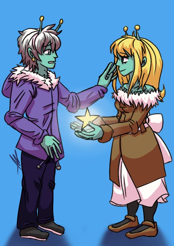 (2024) made for a "100 Vocaloid illustration challange". Based on the song "StratoStella" by Nayutalien.