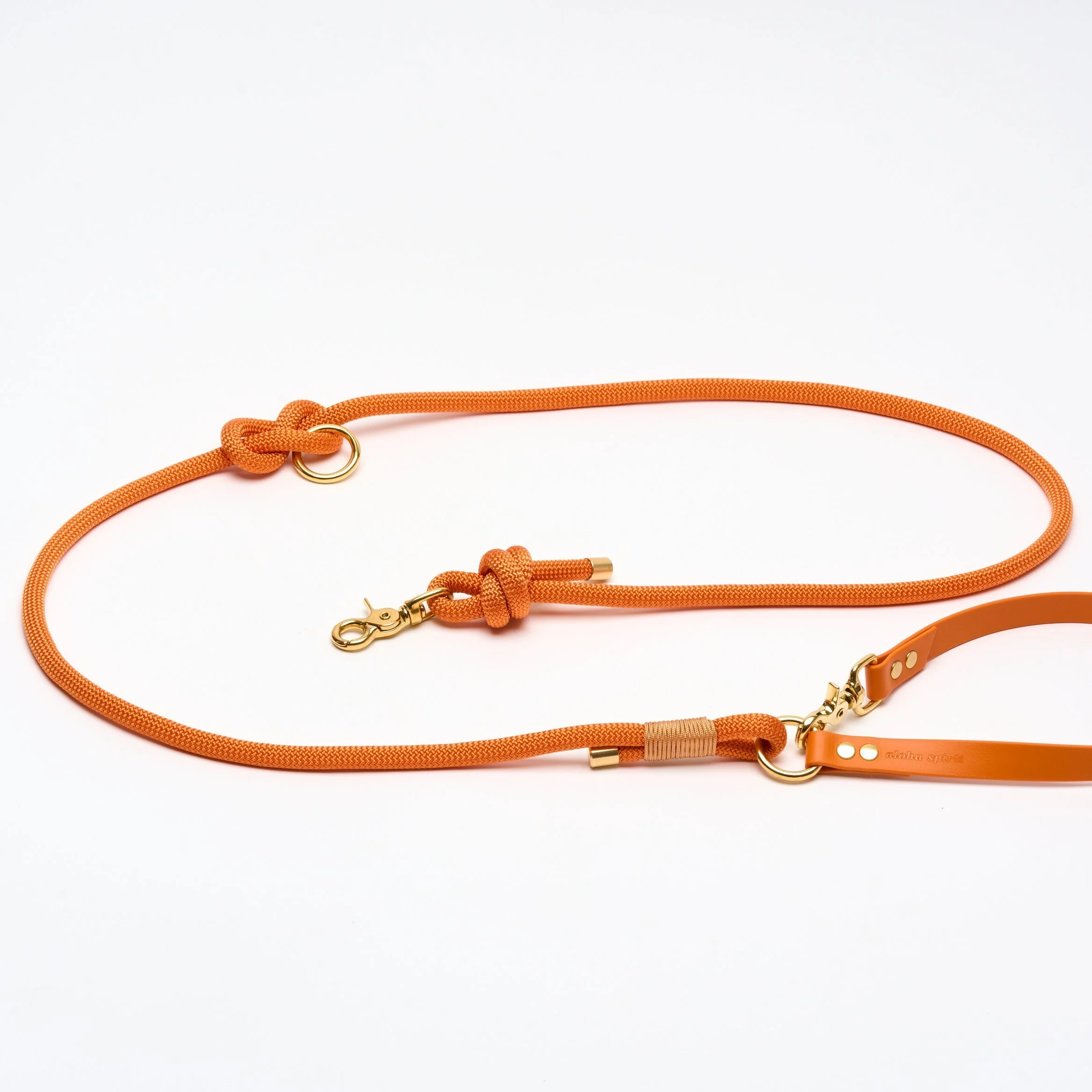 Laisse trois positions avec poignée en biothane® orange