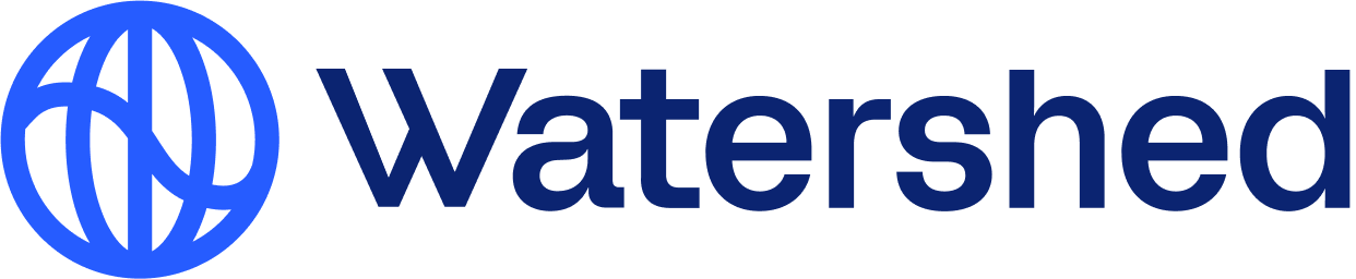 Watershed logo with a blue globe icon and the word 'watershed' in dark blue text.