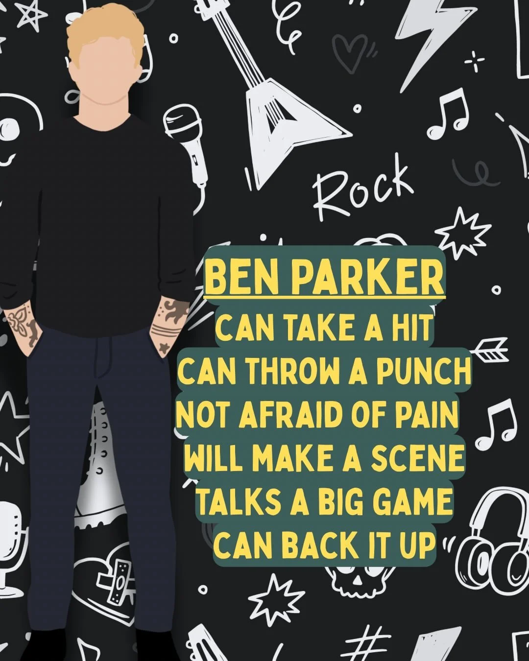 Ben is a famous guitarist, blond, with tattoos, and a playboy attitude.

Prue is a college girl, with a wealthy family, and a shitty ex. 

A Broken Melody is out 4/17/26

#bookstagram #rockstarromance #romancebooks #romancereads #romancebookstagram