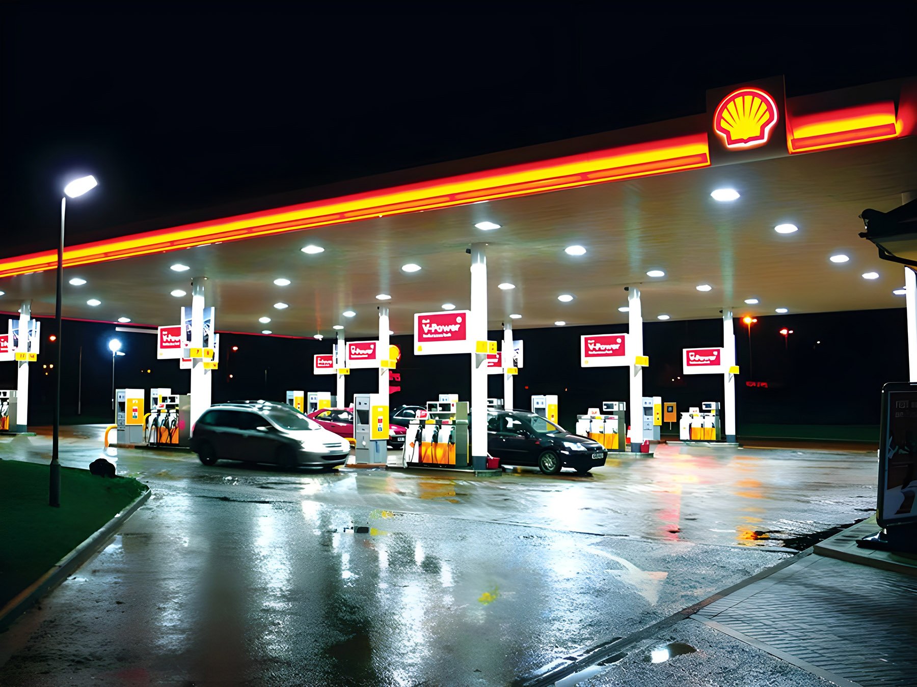 Canopy Lighting for Shell Gas Station by Bakers' Signs
