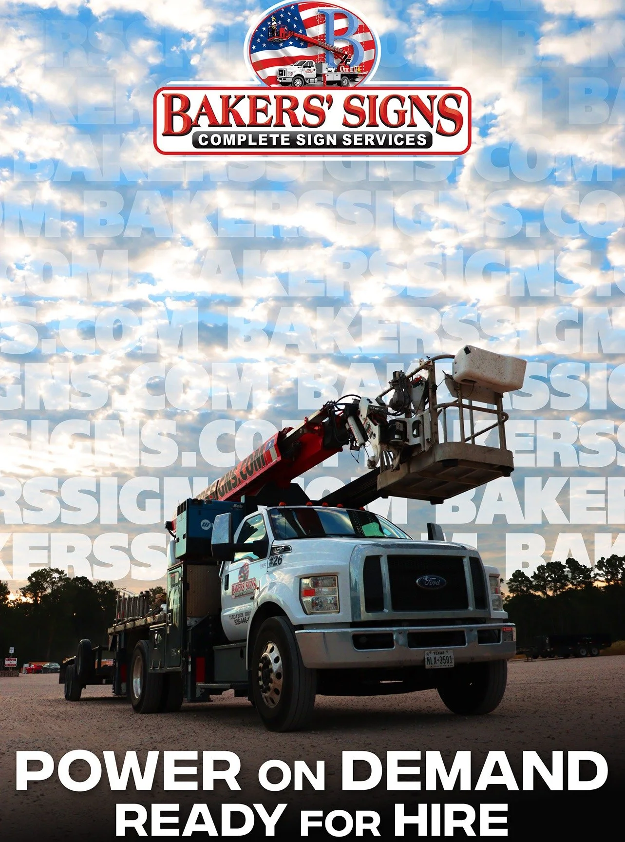 Power on Demand. Ready for Hire.

At Bakers&rsquo; Signs, we don&rsquo;t just bring the heavy-duty truck and crane equipment&mdash;we bring the ultimate expertise. Whether it&rsquo;s a high-reach sign installation or a critical repair, our specialize