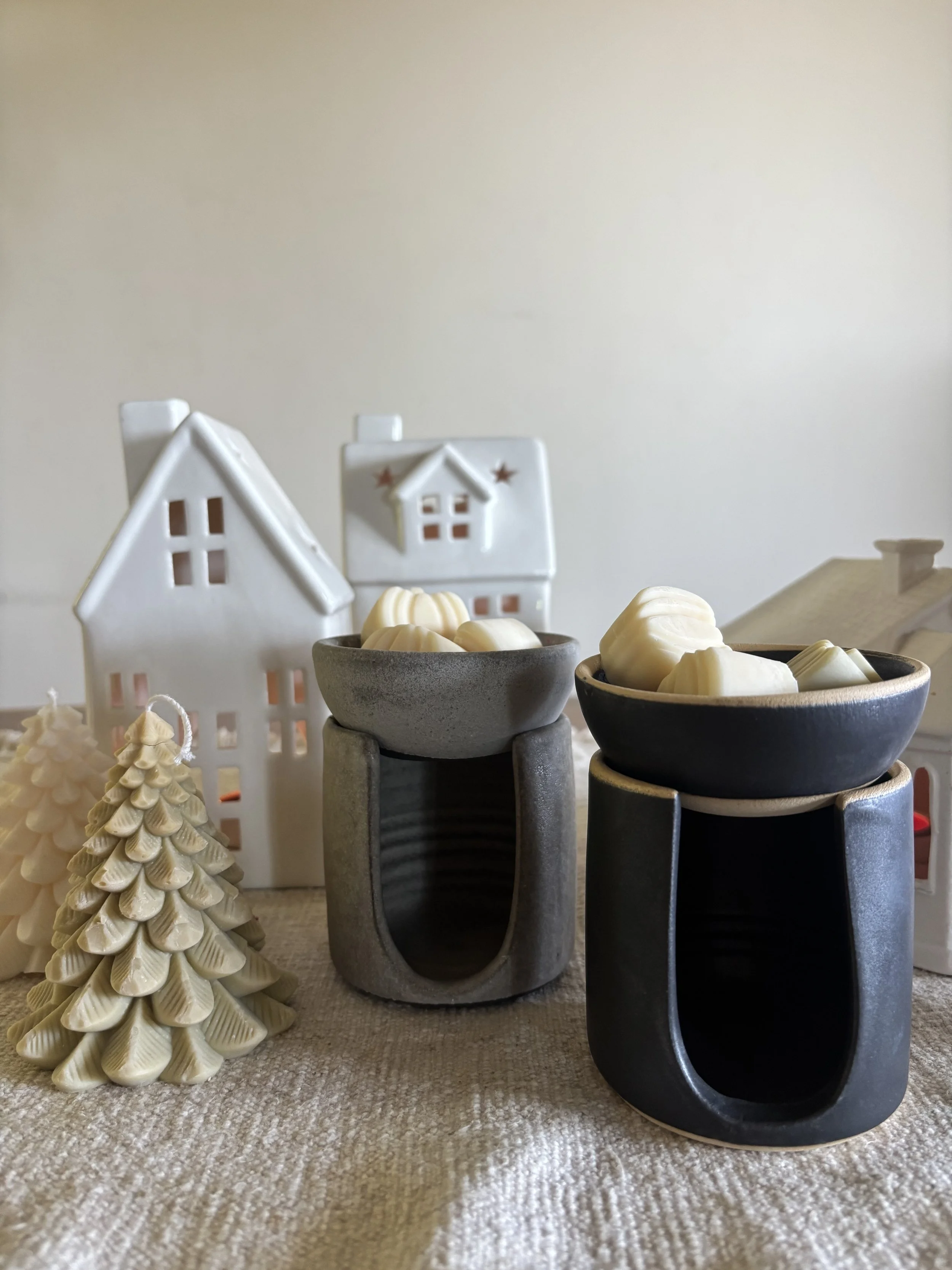 Χειροποίητος Καυστήρας για Wax Melts (κεραμικός, γκρί)